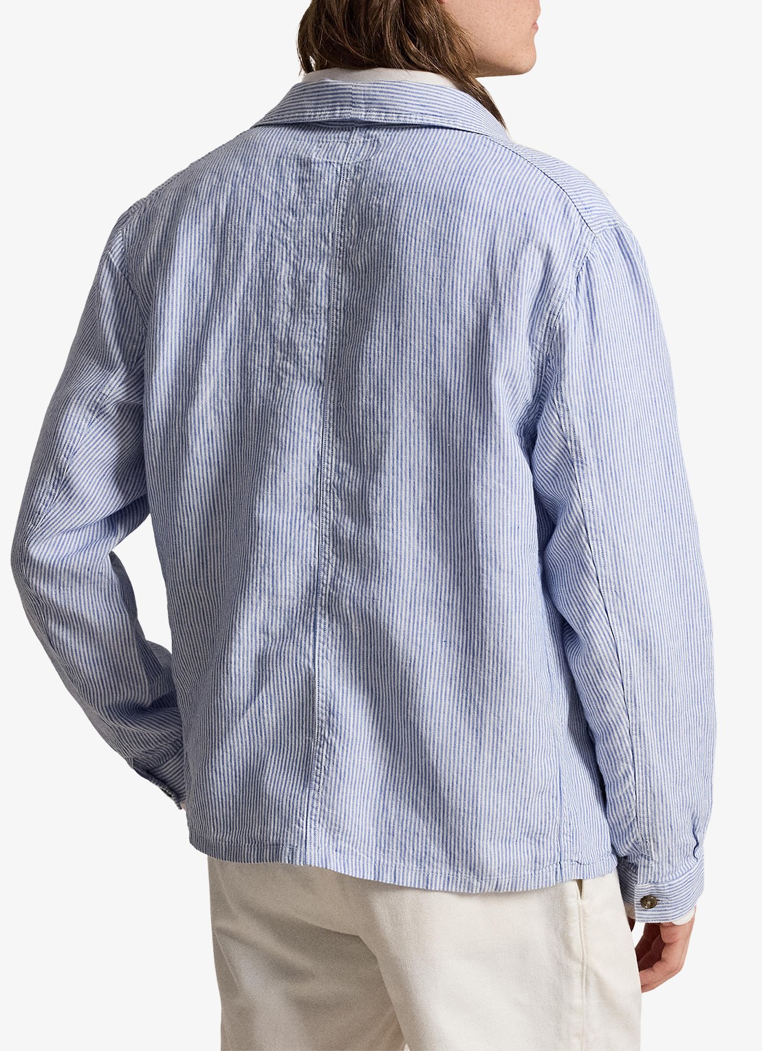 Ralph Lauren Overshirt van linnen met streepprint - achterkant cabana blue white / blauw