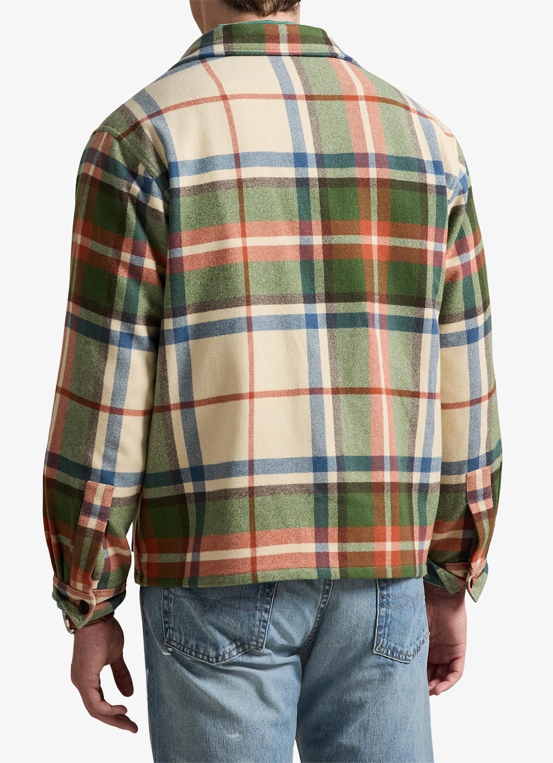 Ralph Lauren Overshirt van wol met ruitdessin - achterkant 5 cream olive / groen
