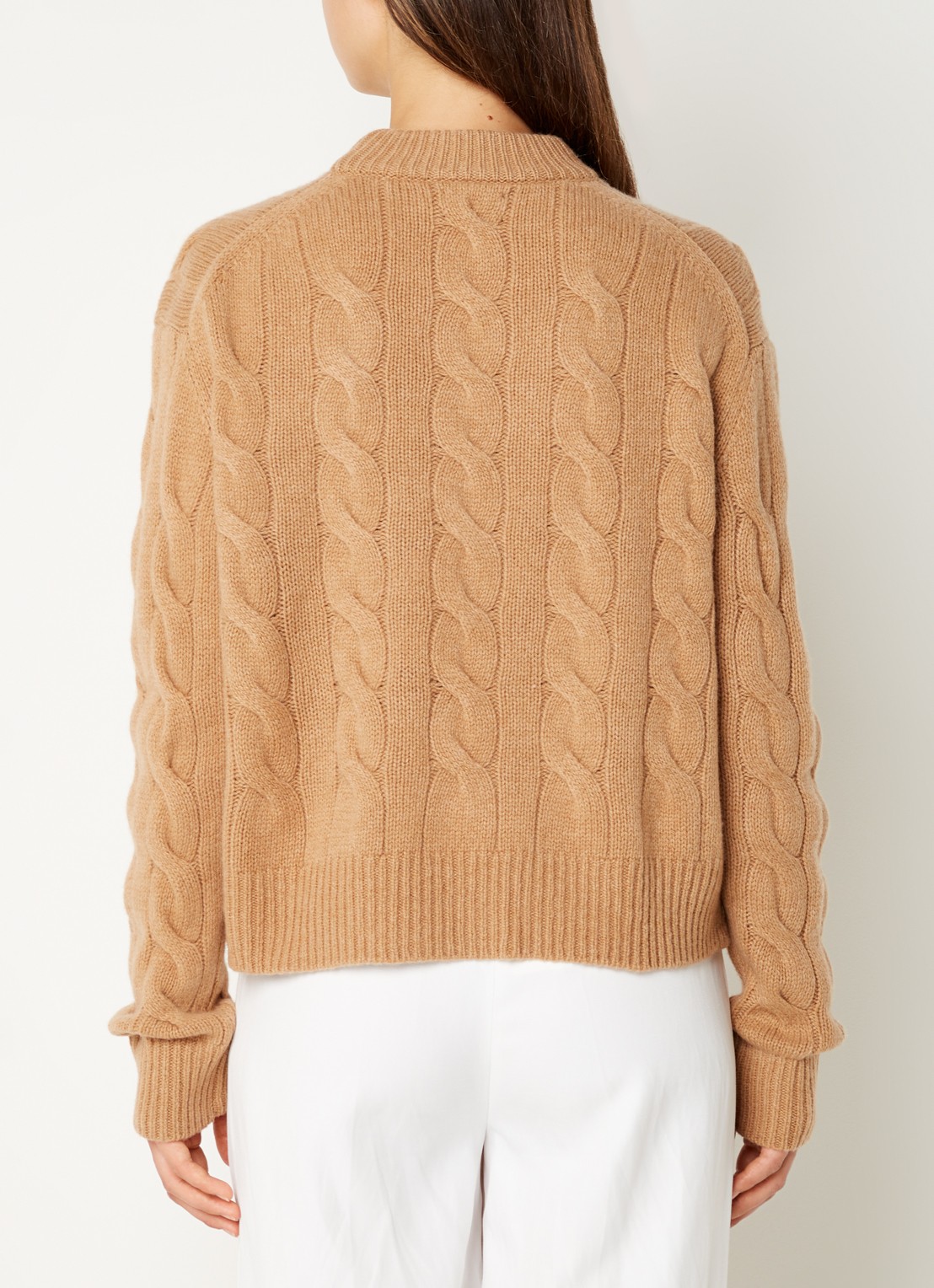 Ralph Lauren Oversized kabelgebreide pullover in kasjmierblend  - achterkant 4 camel