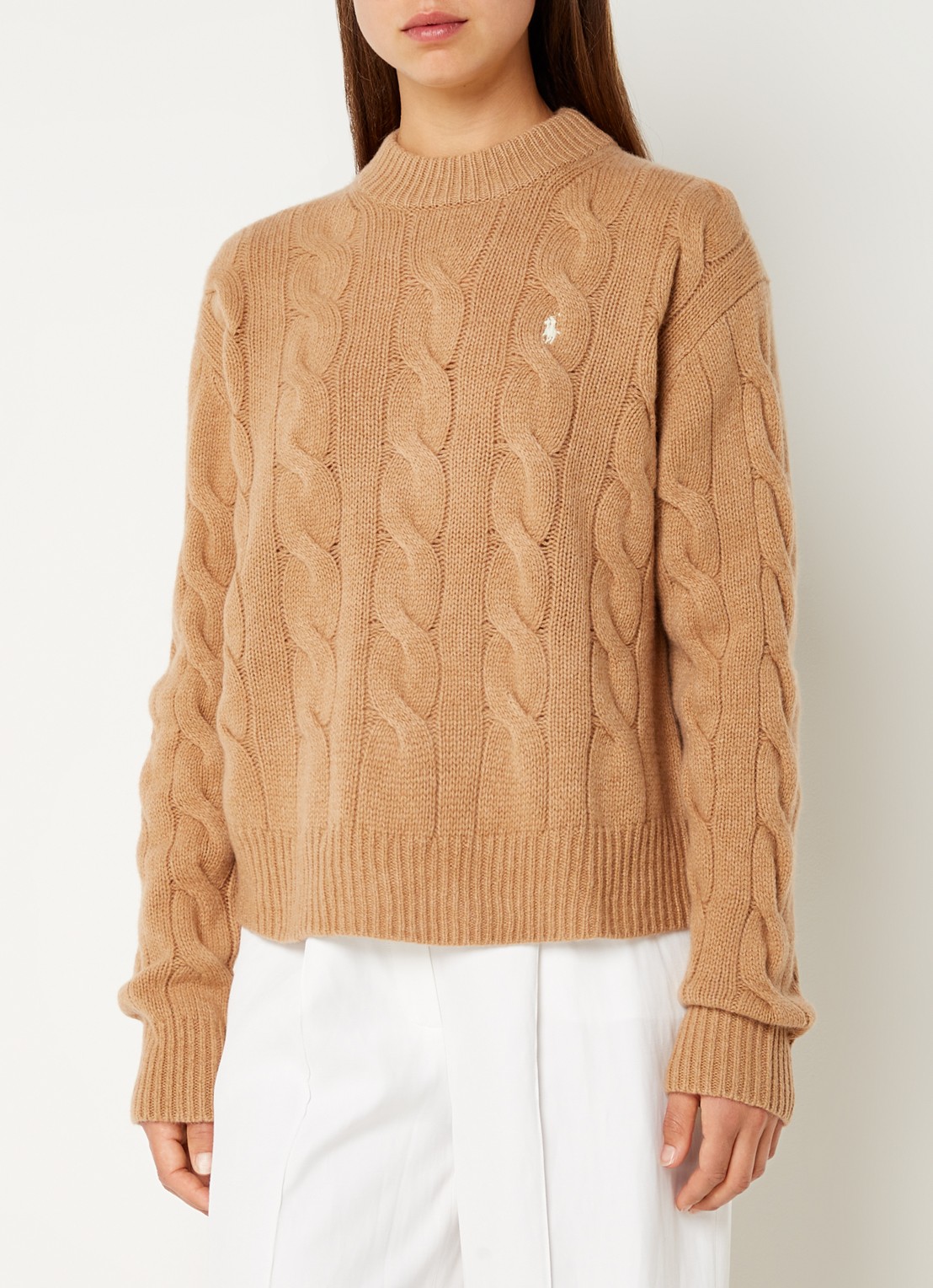 Ralph Lauren Oversized kabelgebreide pullover in kasjmierblend  - detail 3 camel