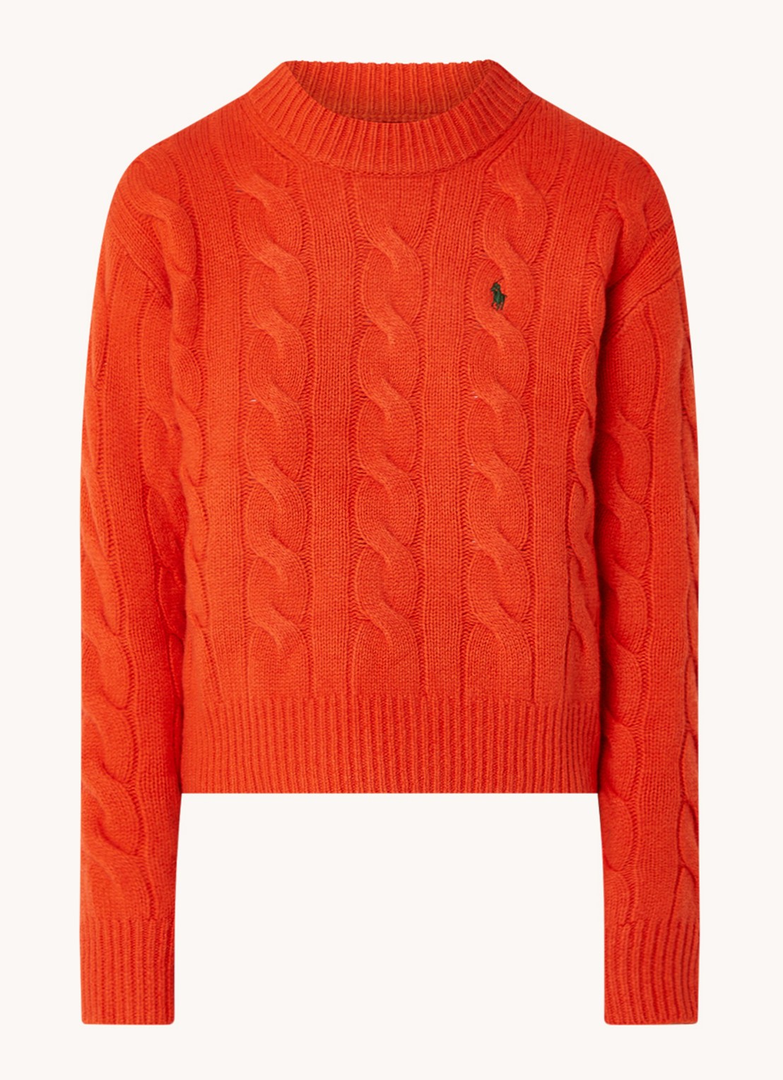 Ralph Lauren Oversized kabelgebreide pullover in kasjmierblend  - voorkant 3 oranje