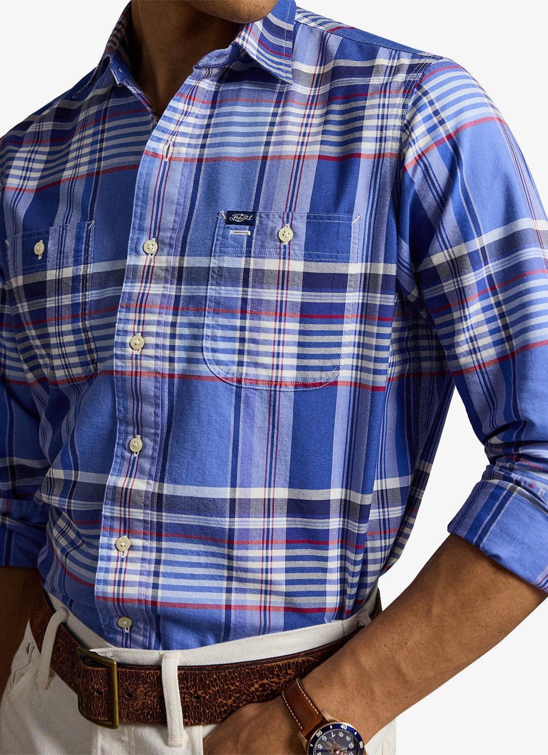 Ralph Lauren Oxford classic fit overhemd met ruitdessin - detail 2 blue red multi / blauw