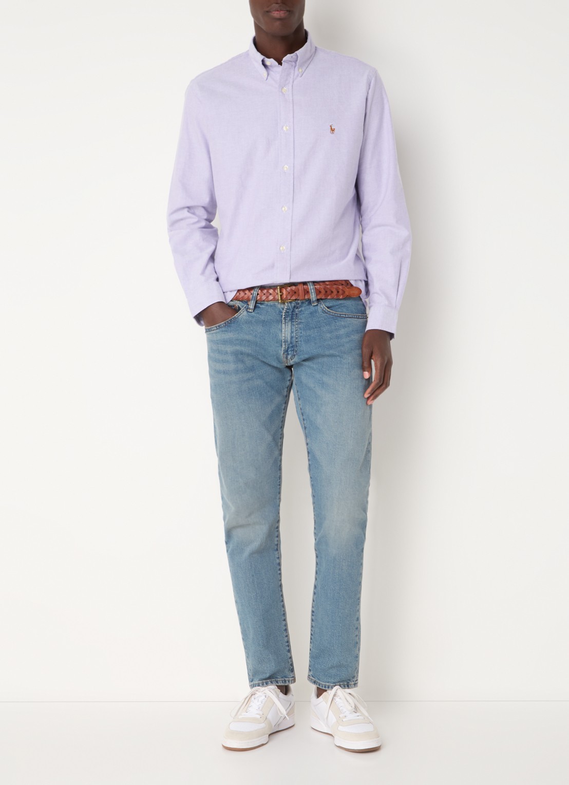 Ralph Lauren Oxford custom fit overhemd met button down kraag - voorkant 2 thistle / paars