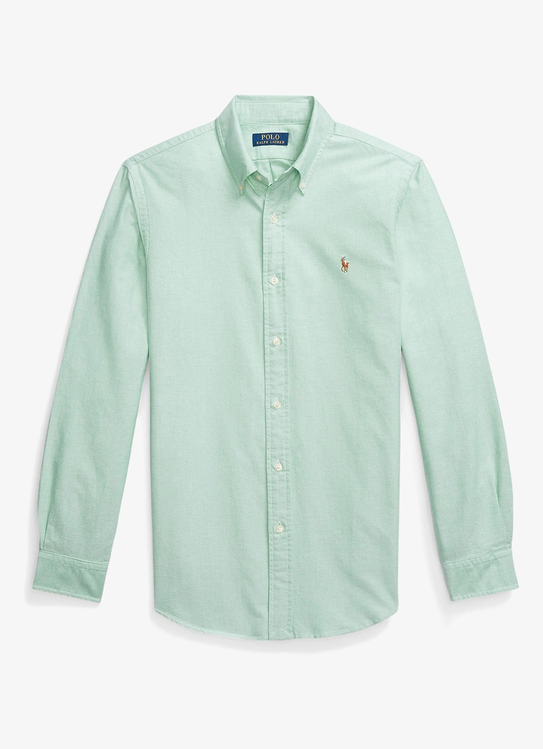 Ralph Lauren Oxford custom fit overhemd met button down kraag - voorkant 4 summer emerald / groen