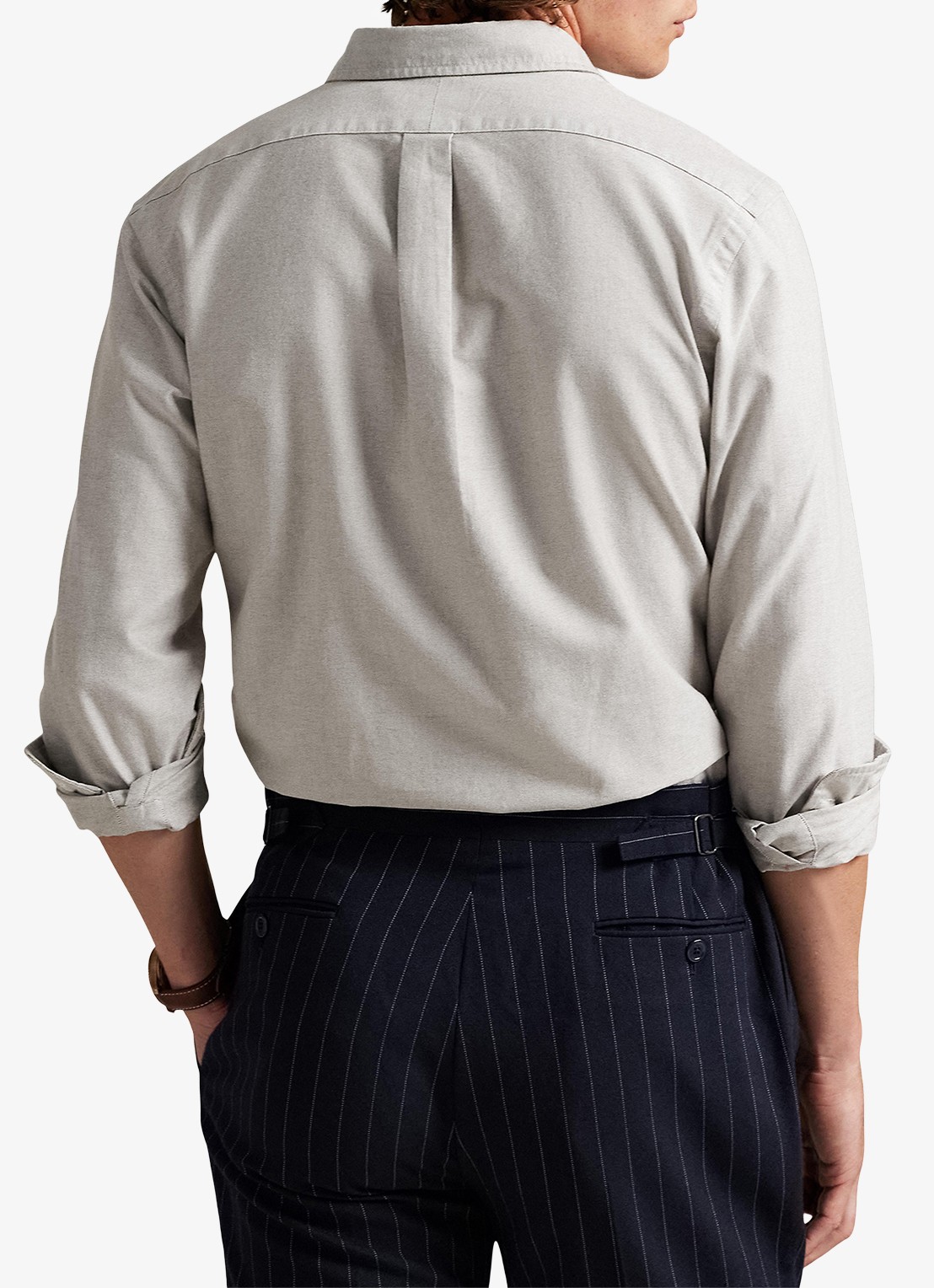 Ralph Lauren Oxford custom fit overhemd met button down kraag - achterkant 5 pale russet / grijs