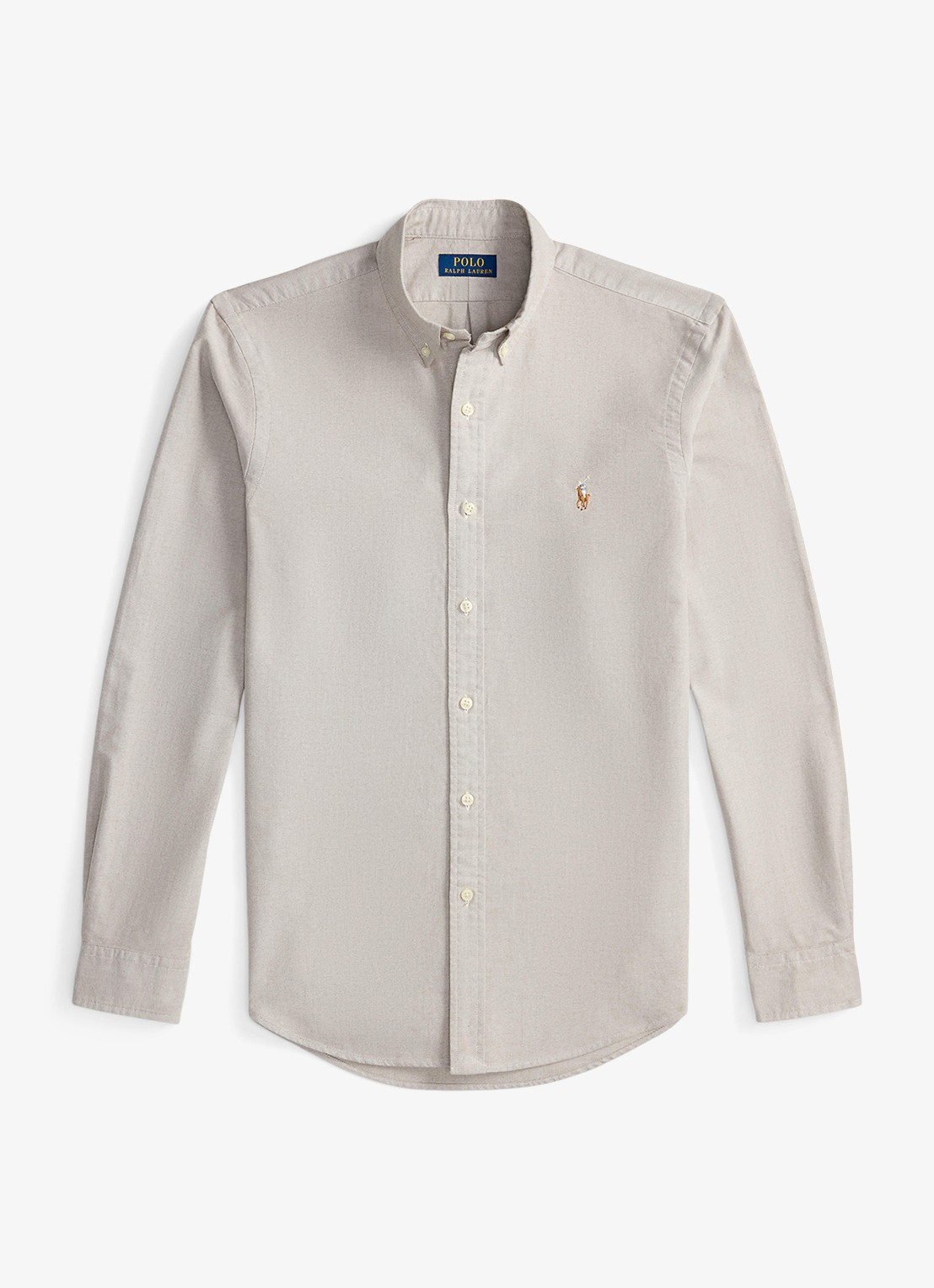 Ralph Lauren Oxford custom fit overhemd met button down kraag - voorkant 3 pale russet / grijs