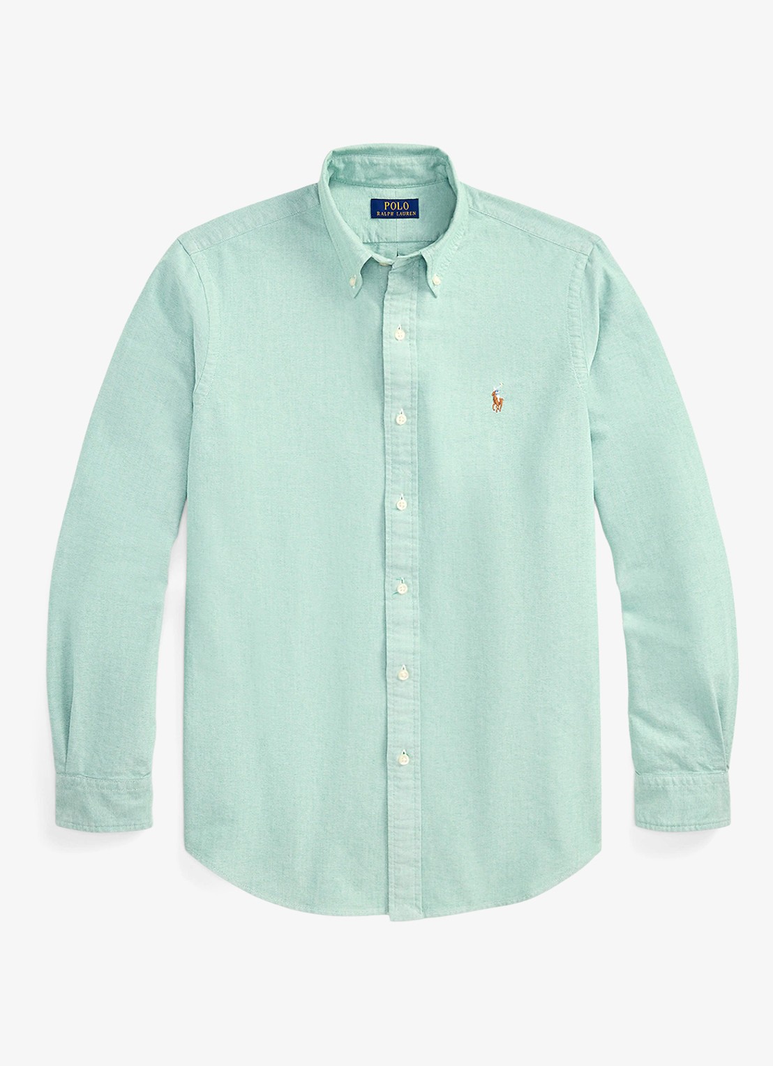 Ralph Lauren Oxford custom fit overhemd met button down kraag - voorkant 2 hillside green / mintgroen