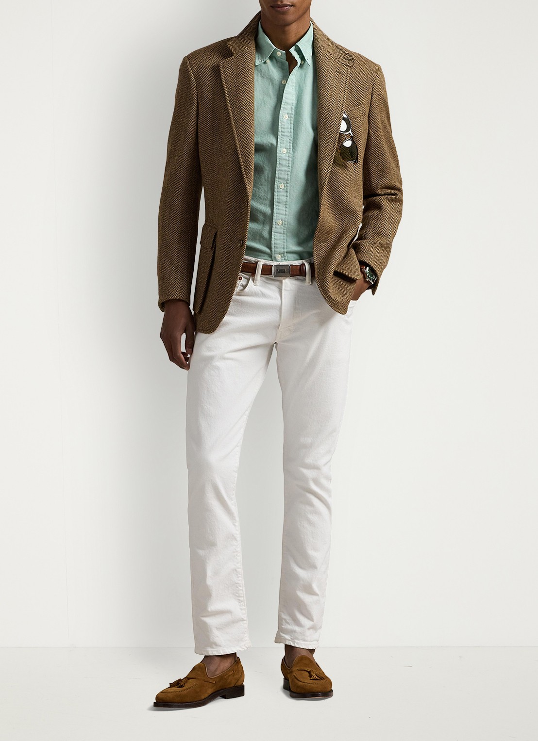 Ralph Lauren Oxford custom fit overhemd met button down kraag - voorkant 3 hillside green / mintgroen
