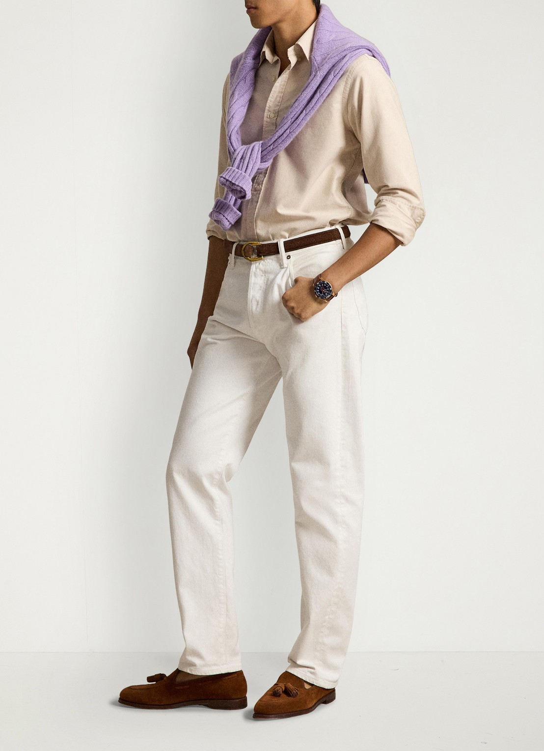 Ralph Lauren Oxford custom fit overhemd met button down kraag - detail 2 camel/white / camel