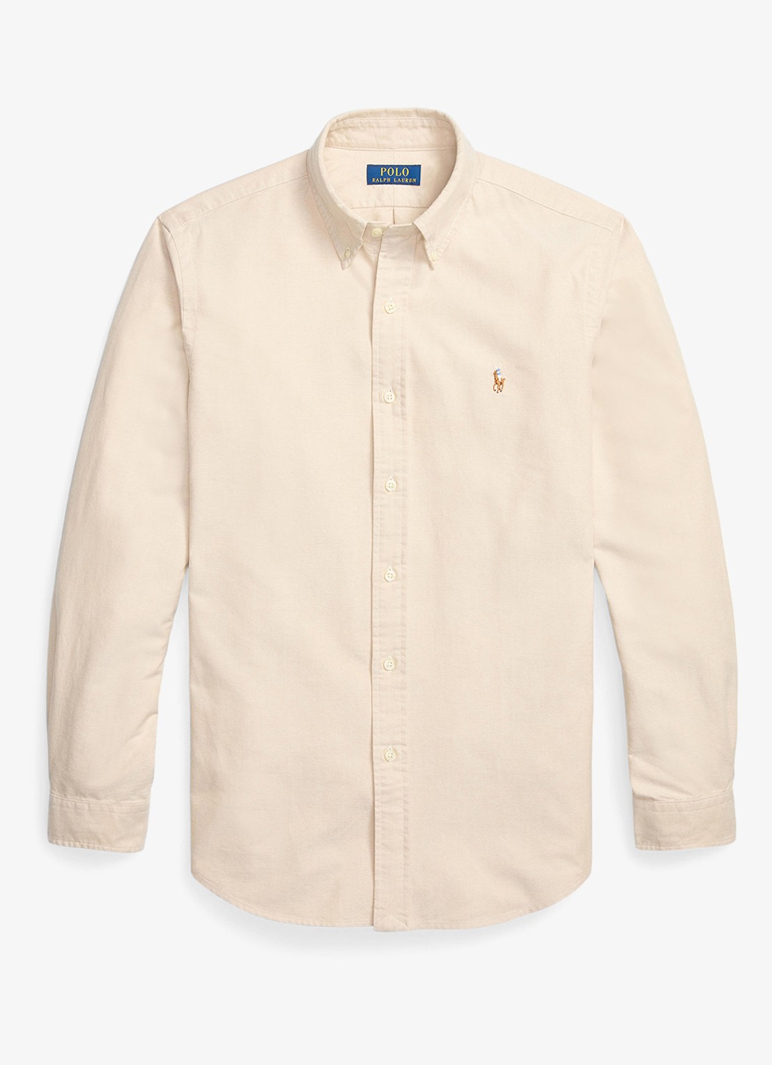 Ralph Lauren Oxford custom fit overhemd met button down kraag - voorkant 4 camel/white / camel
