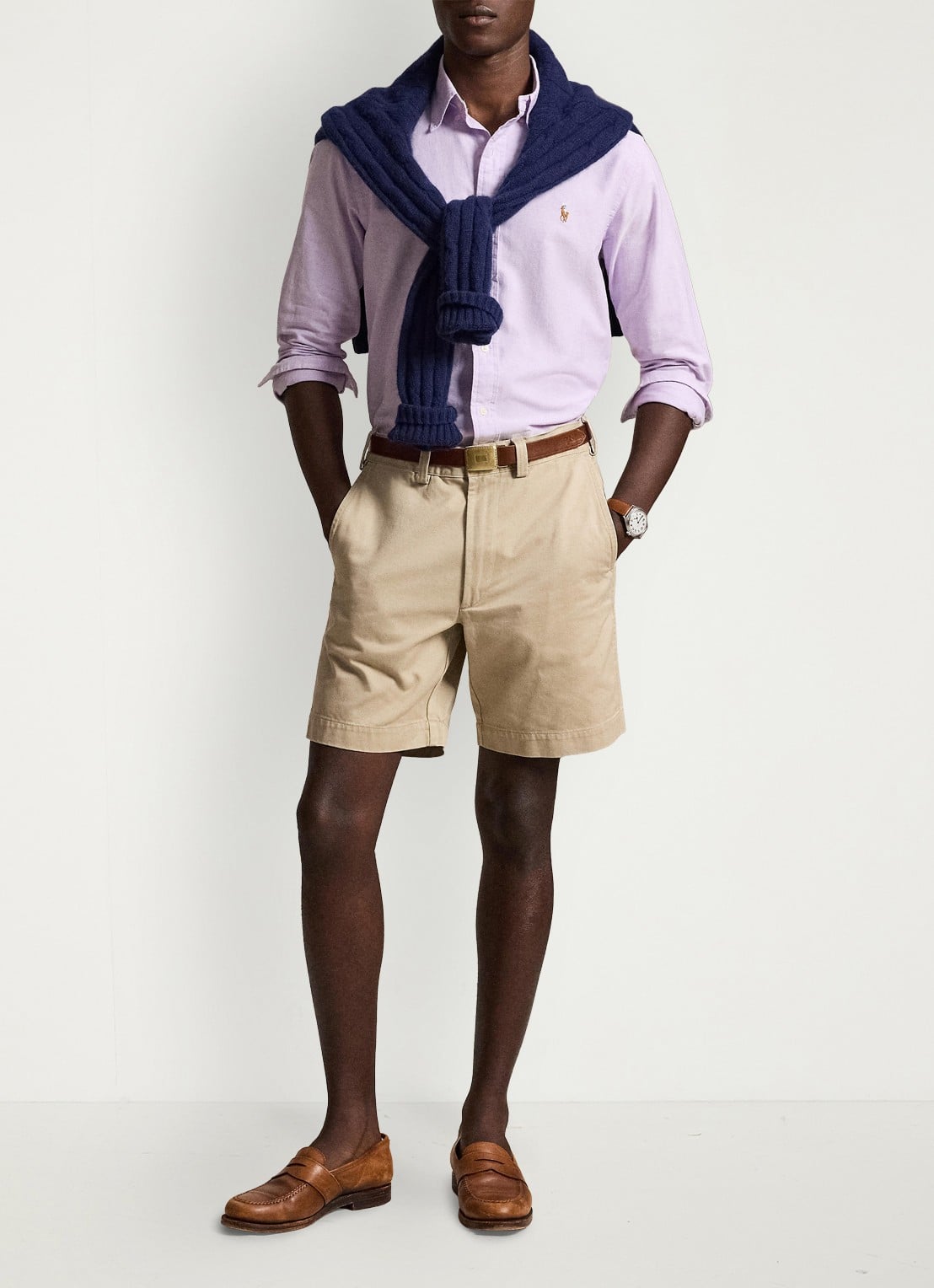 Ralph Lauren Oxford custom fit overhemd met button down kraag - detail light lilac / lila