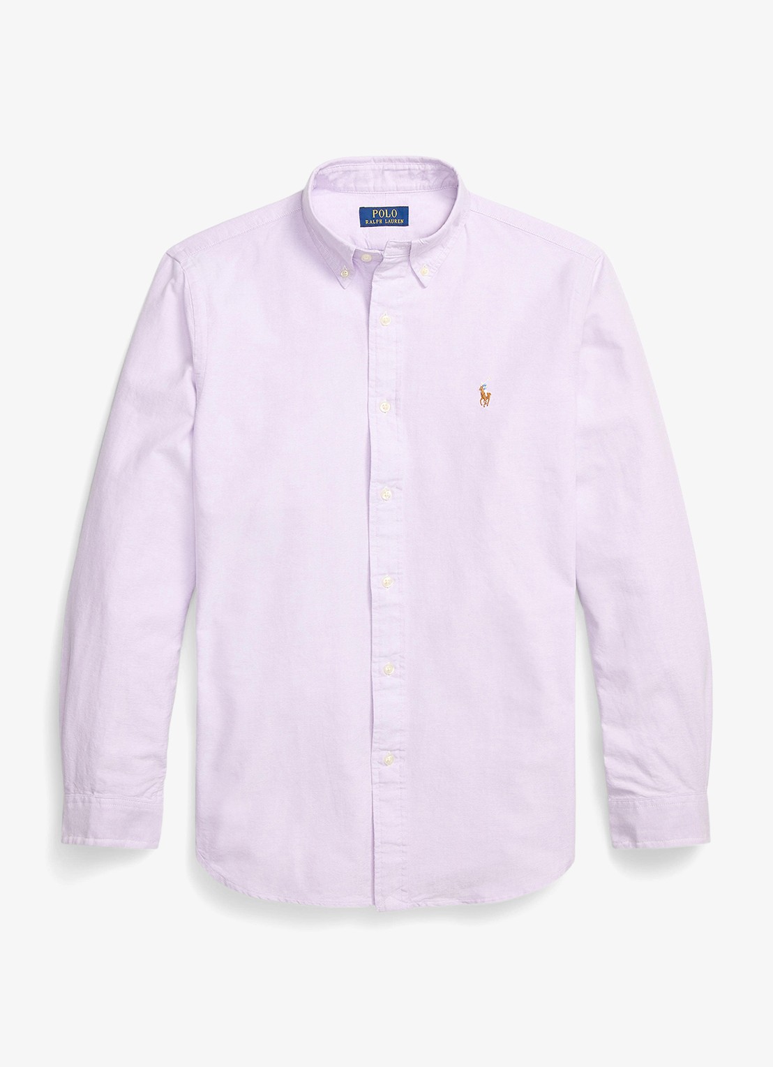 Ralph Lauren Oxford custom fit overhemd met button down kraag - voorkant light lilac / lila