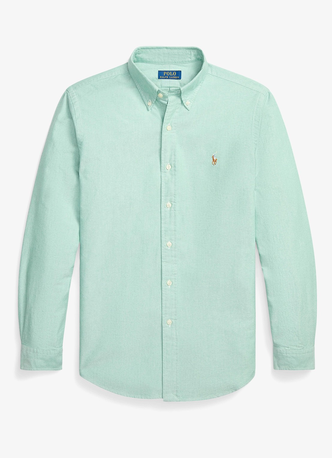 Ralph Lauren Oxford custom fit overhemd met button down kraag - voorkant 4 scarab green / lichtgroen