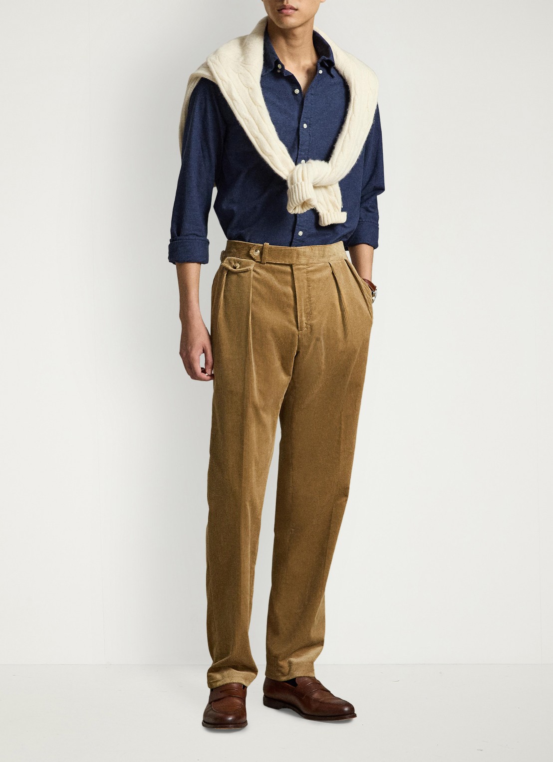 Ralph Lauren Oxford custom fit overhemd met gemêleerd dessin - detail denim