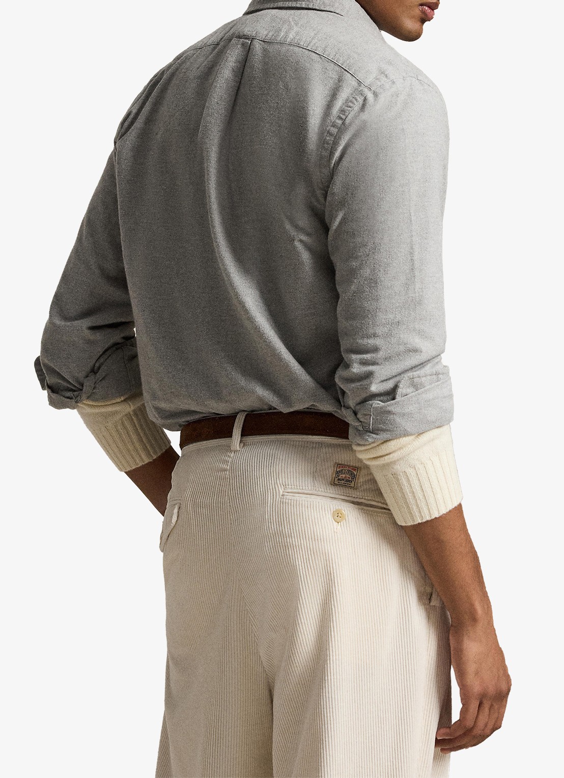 Ralph Lauren Oxford custom fit overhemd met gemêleerd dessin - achterkant 3 andover heather / grijs