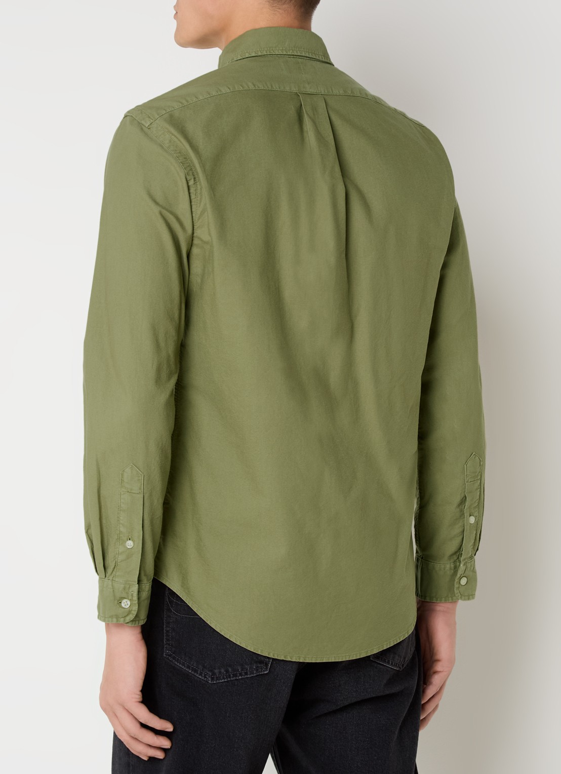 Ralph Lauren Oxford custom fit overhemd met logoborduring - achterkant sage green / groen