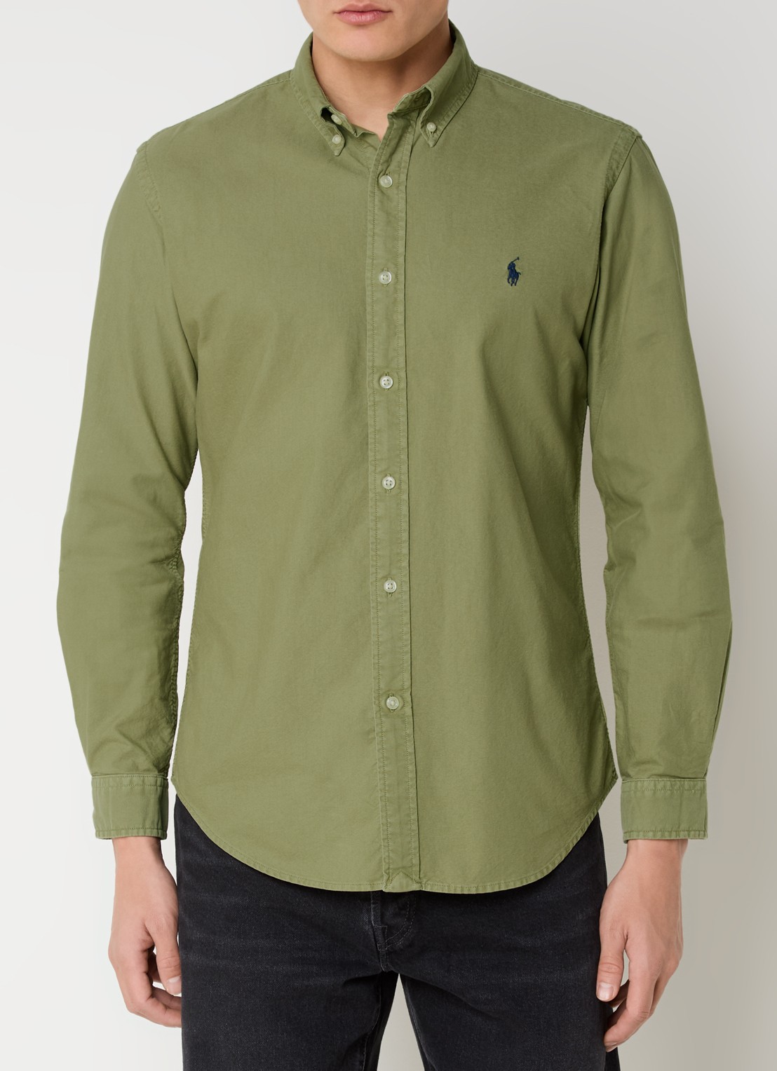 Ralph Lauren Oxford custom fit overhemd met logoborduring - detail 4 sage green / groen