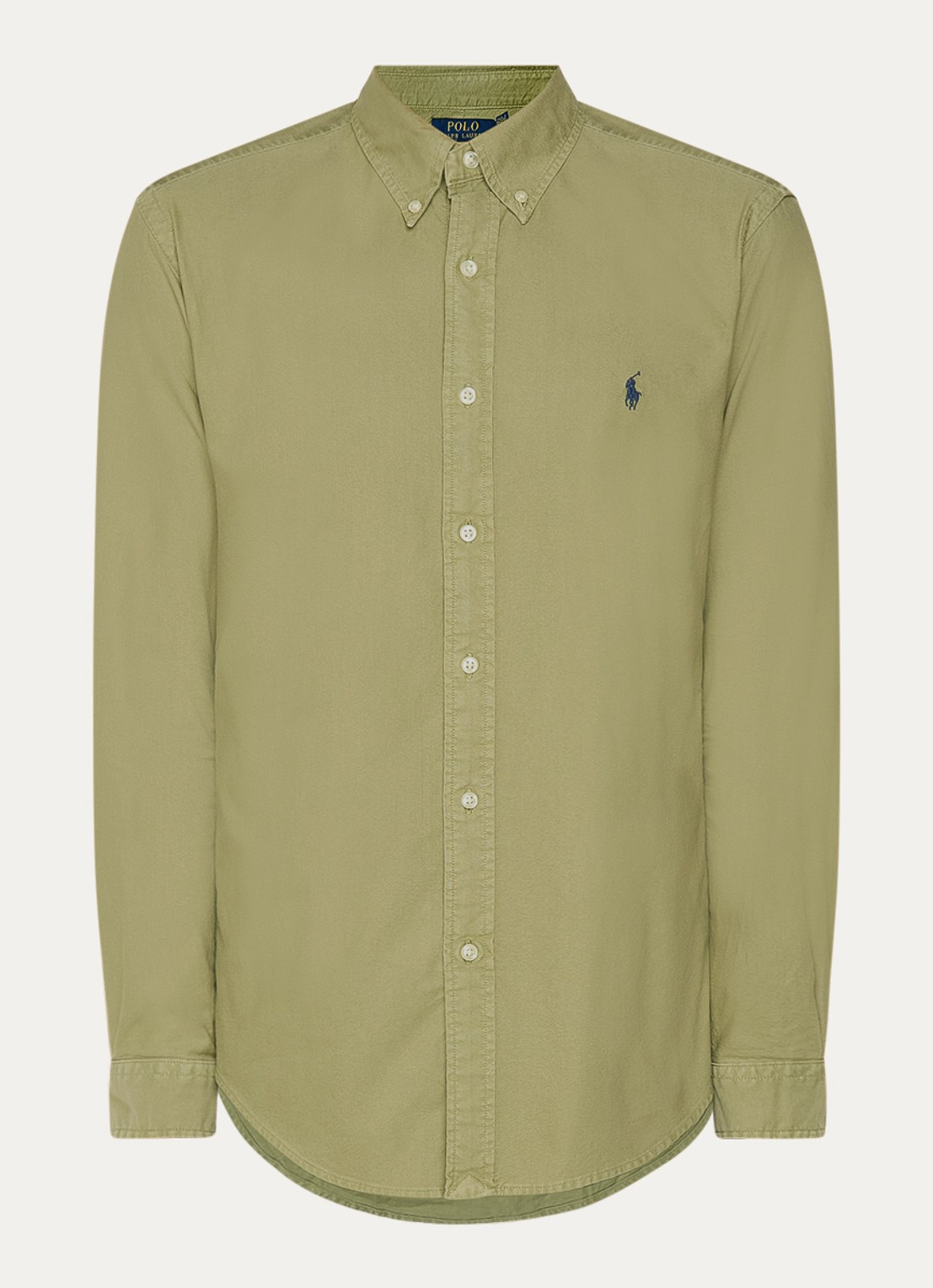 Ralph Lauren Oxford custom fit overhemd met logoborduring - voorkant 2 sage green / groen