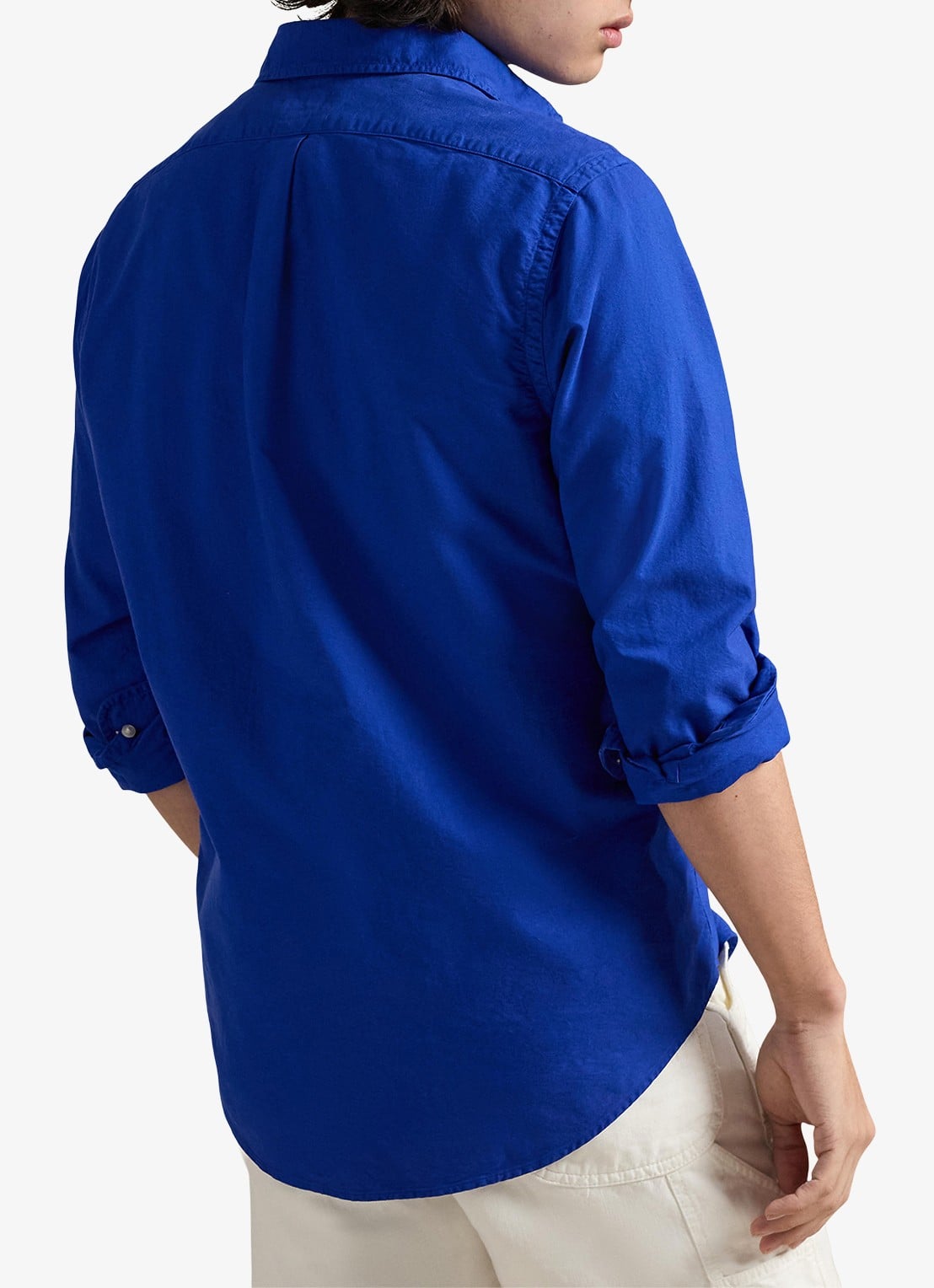 Ralph Lauren Oxford custom fit overhemd met logoborduring - achterkant 5 pacific royal / royaalblauw