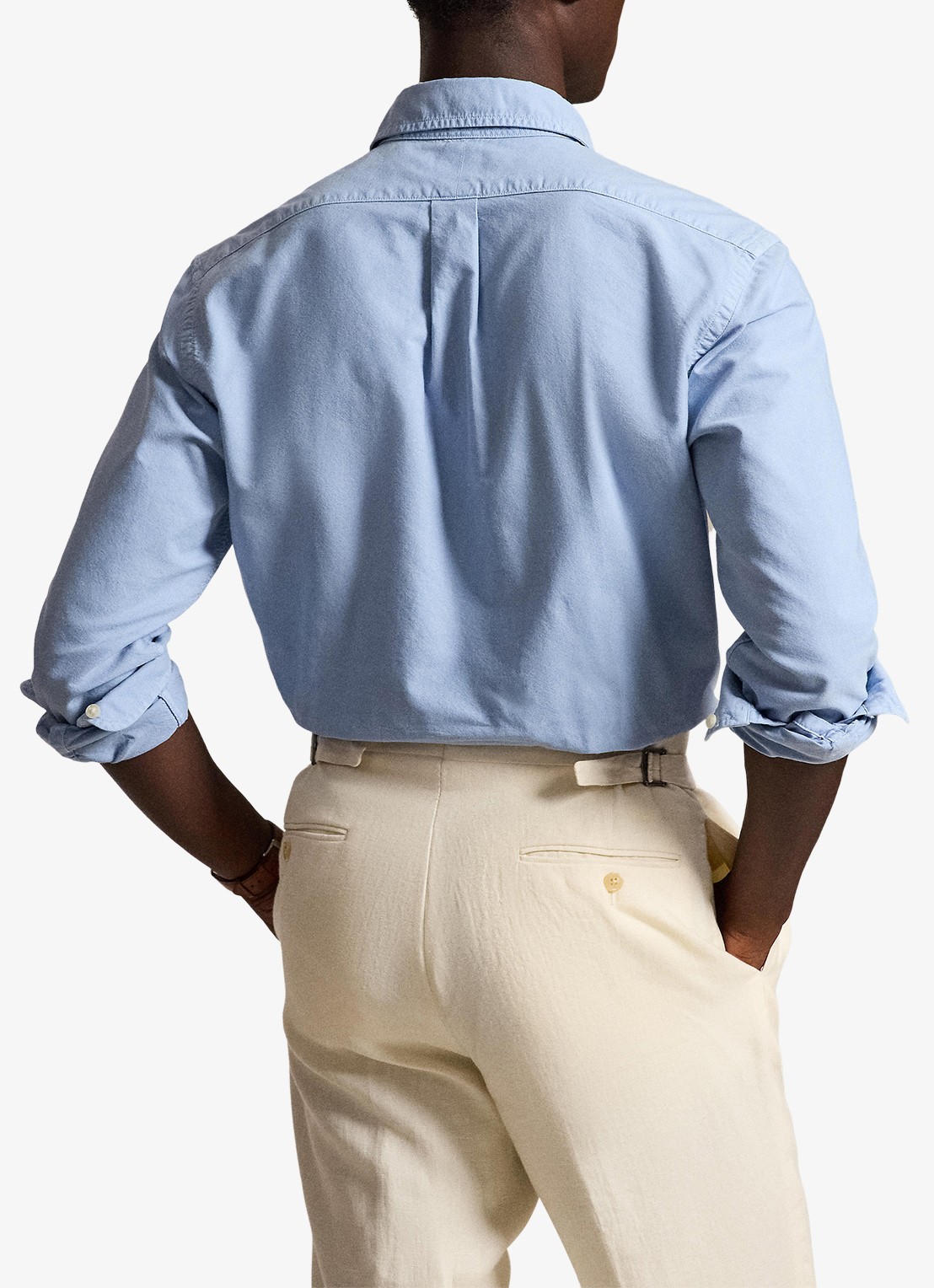 Ralph Lauren Oxford custom fit overhemd met logoborduring - achterkant 5 chambray blue / blauw