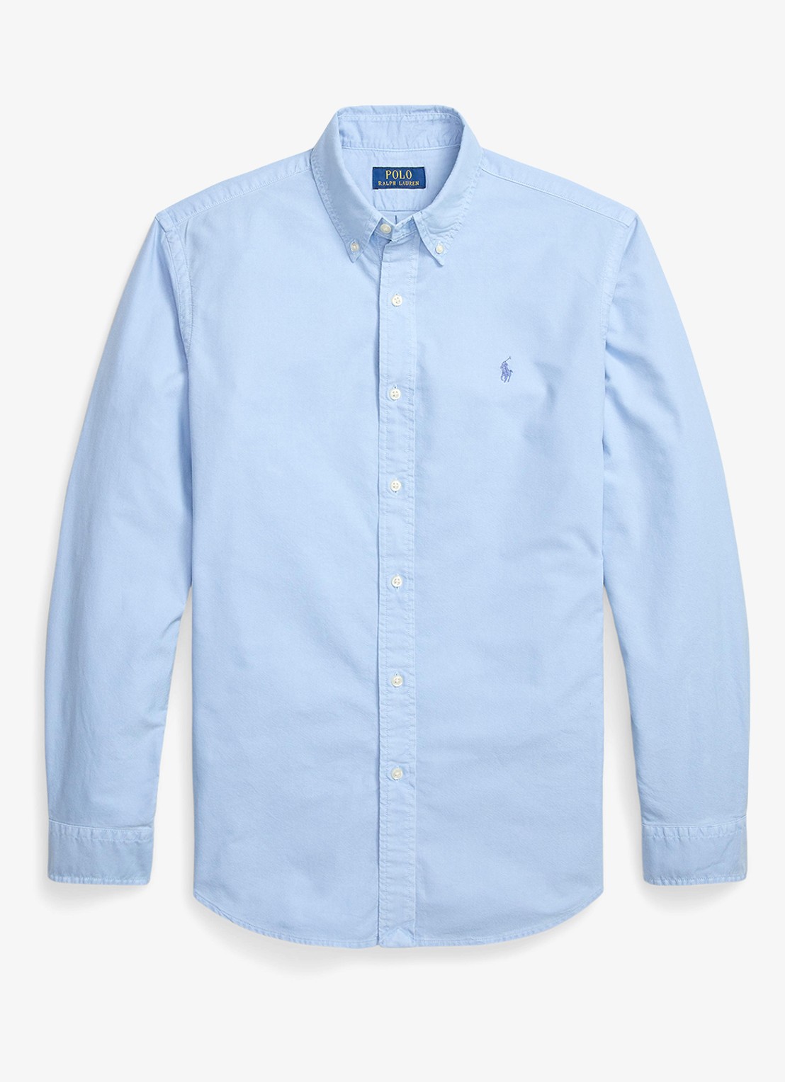 Ralph Lauren Oxford custom fit overhemd met logoborduring - voorkant 3 chambray blue / blauw