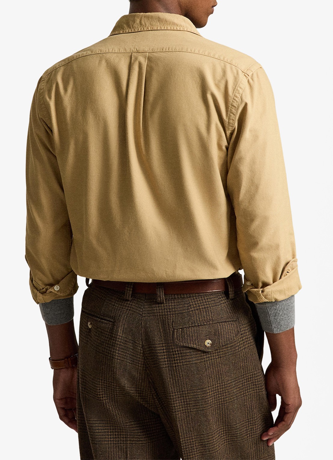 Ralph Lauren Oxford custom fit overhemd met logoborduring - achterkant 3 classic camel / camel