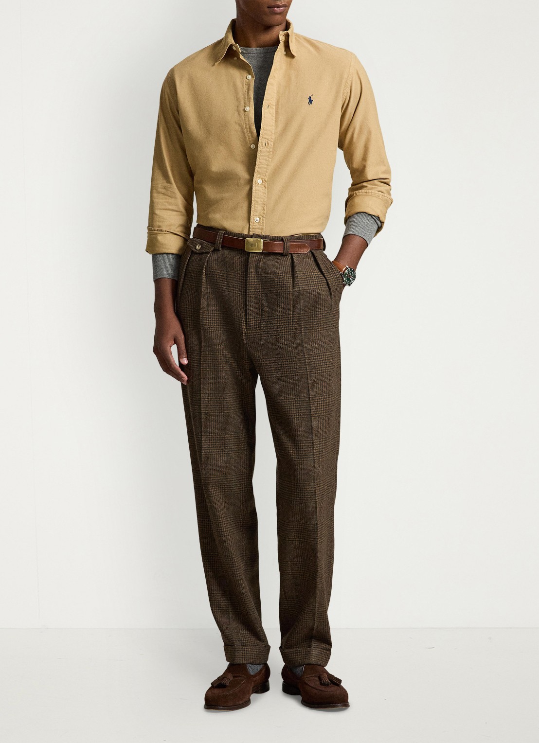 Ralph Lauren Oxford custom fit overhemd met logoborduring - detail 4 classic camel / camel