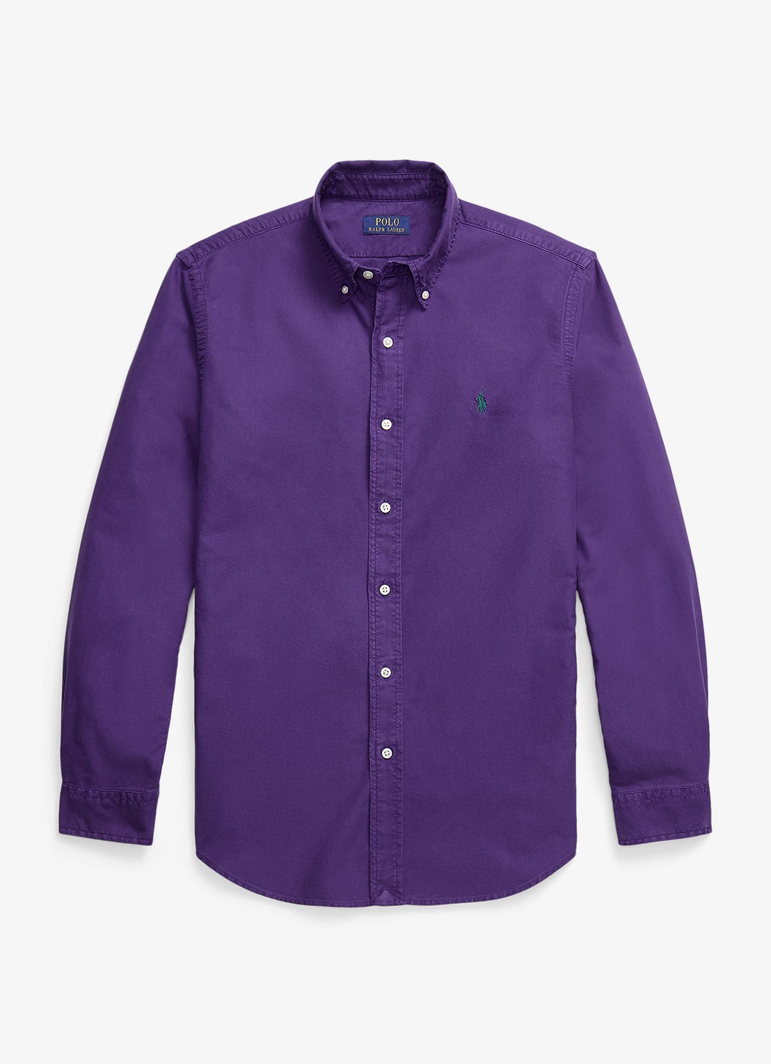 Ralph Lauren Oxford custom fit overhemd met logoborduring - voorkant 3 medieval purple / paars