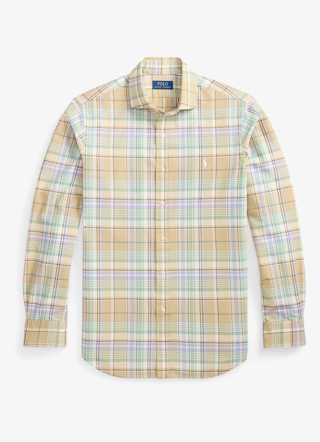 Ralph Lauren Oxford custom fit overhemd met ruitdessin - voorkant blauw