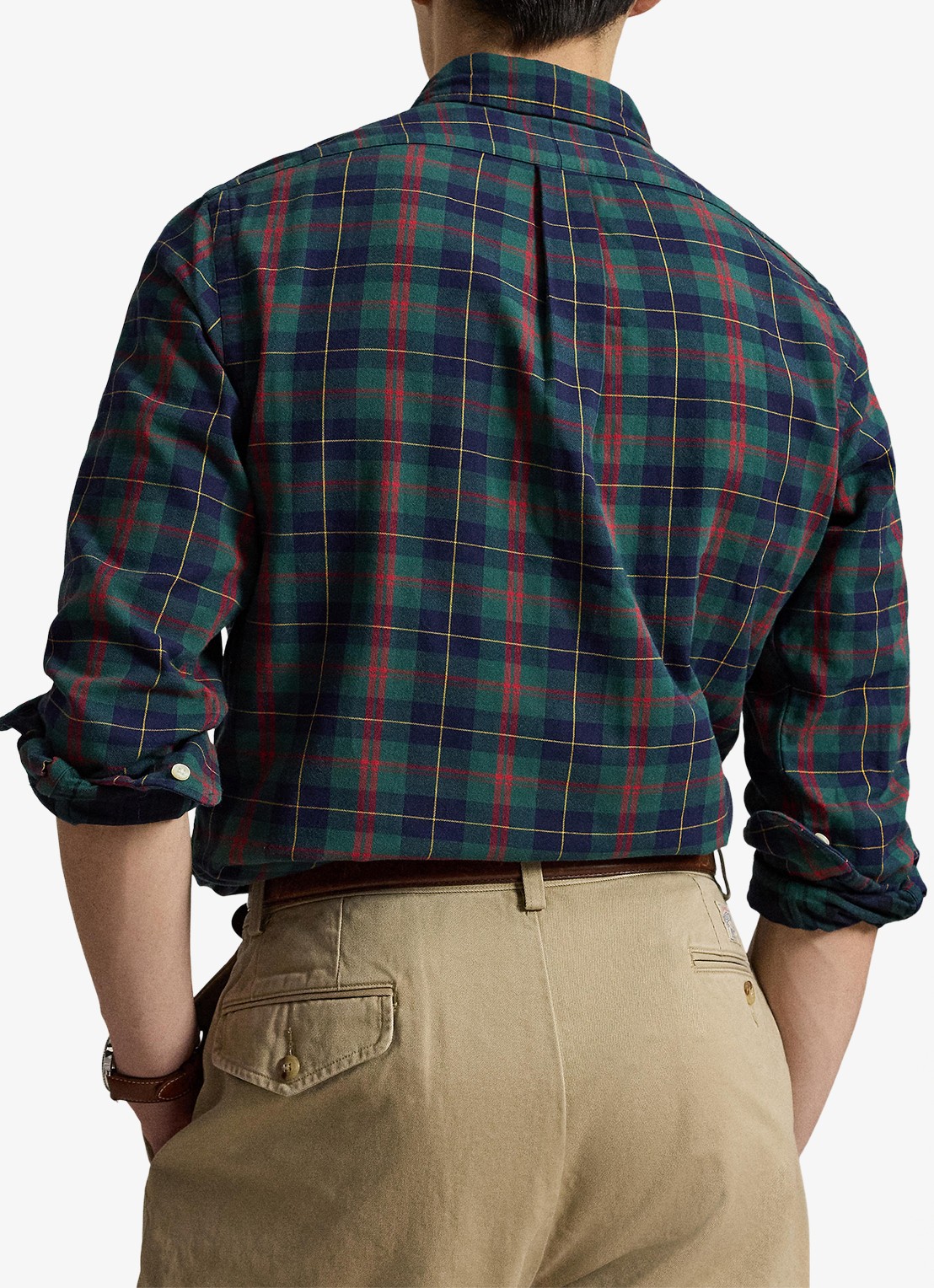 Ralph Lauren Oxford custom fit overhemd met ruitdessin - achterkant navy green multi / donkerblauw