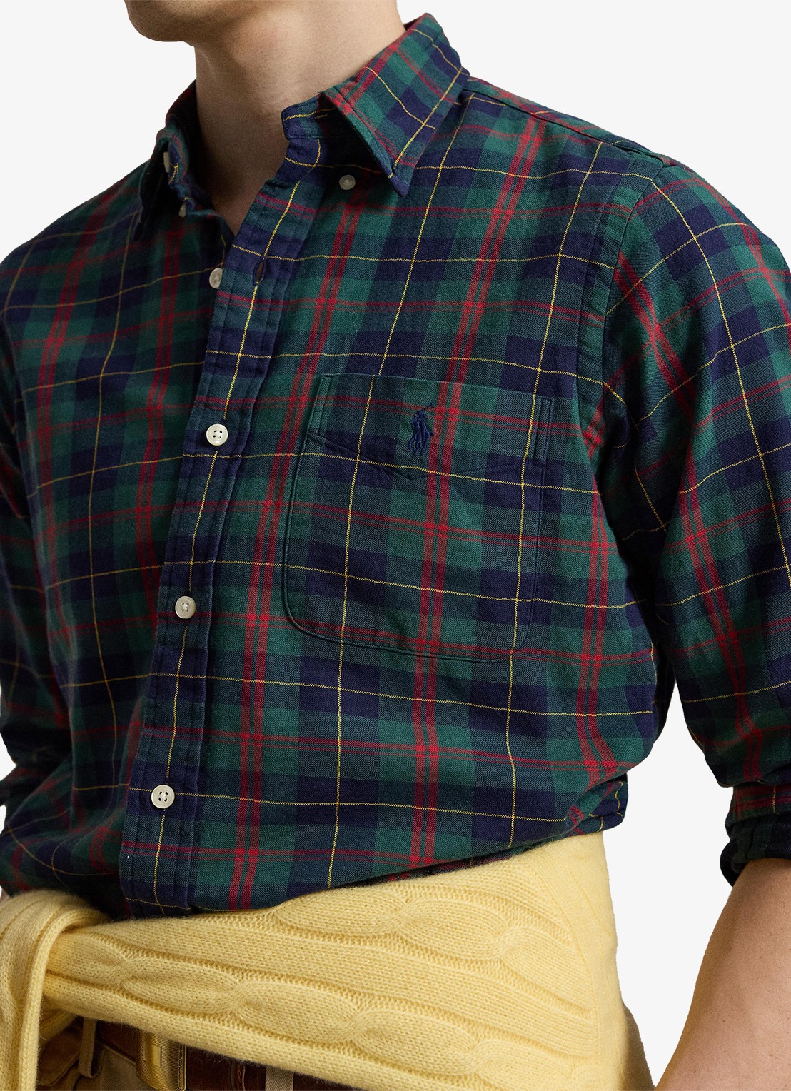 Ralph Lauren Oxford custom fit overhemd met ruitdessin - detail 3 navy green multi / donkerblauw