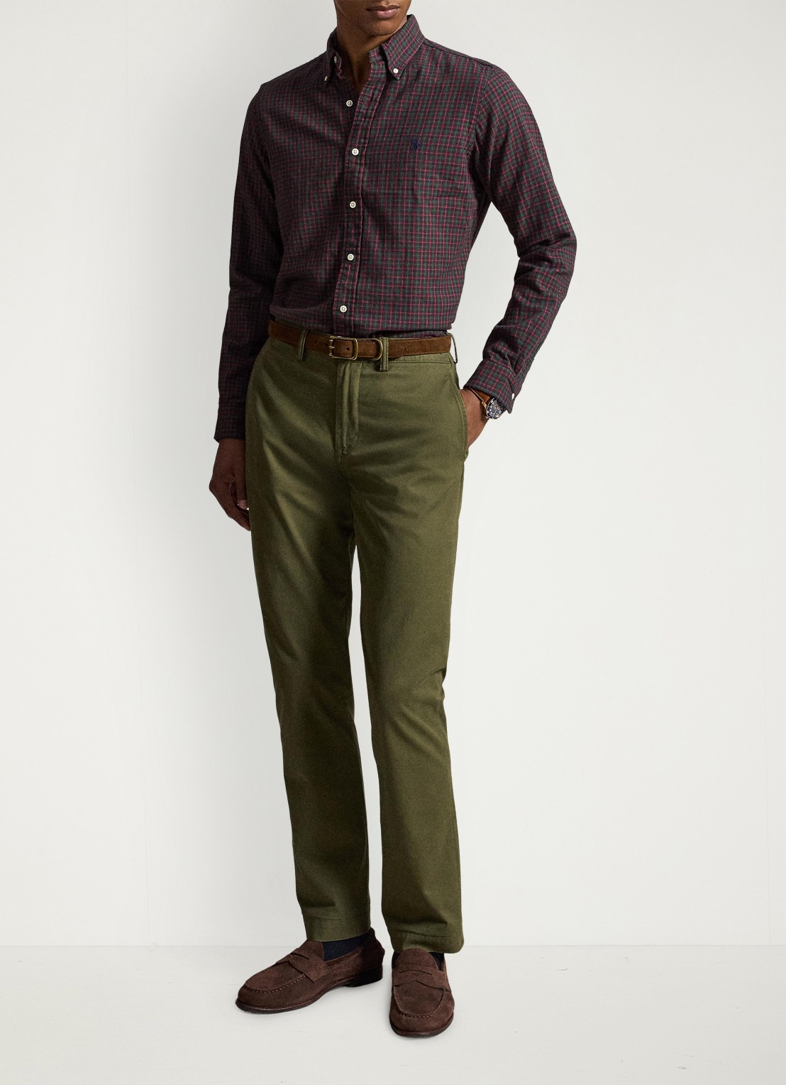 Ralph Lauren Oxford custom fit overhemd met ruitdessin - detail forest red multi / rood