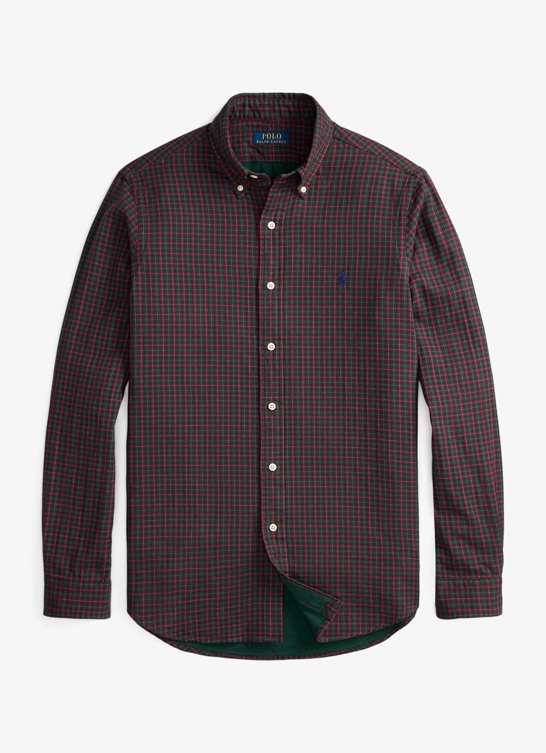 Ralph Lauren Oxford custom fit overhemd met ruitdessin - voorkant 3 forest red multi / rood