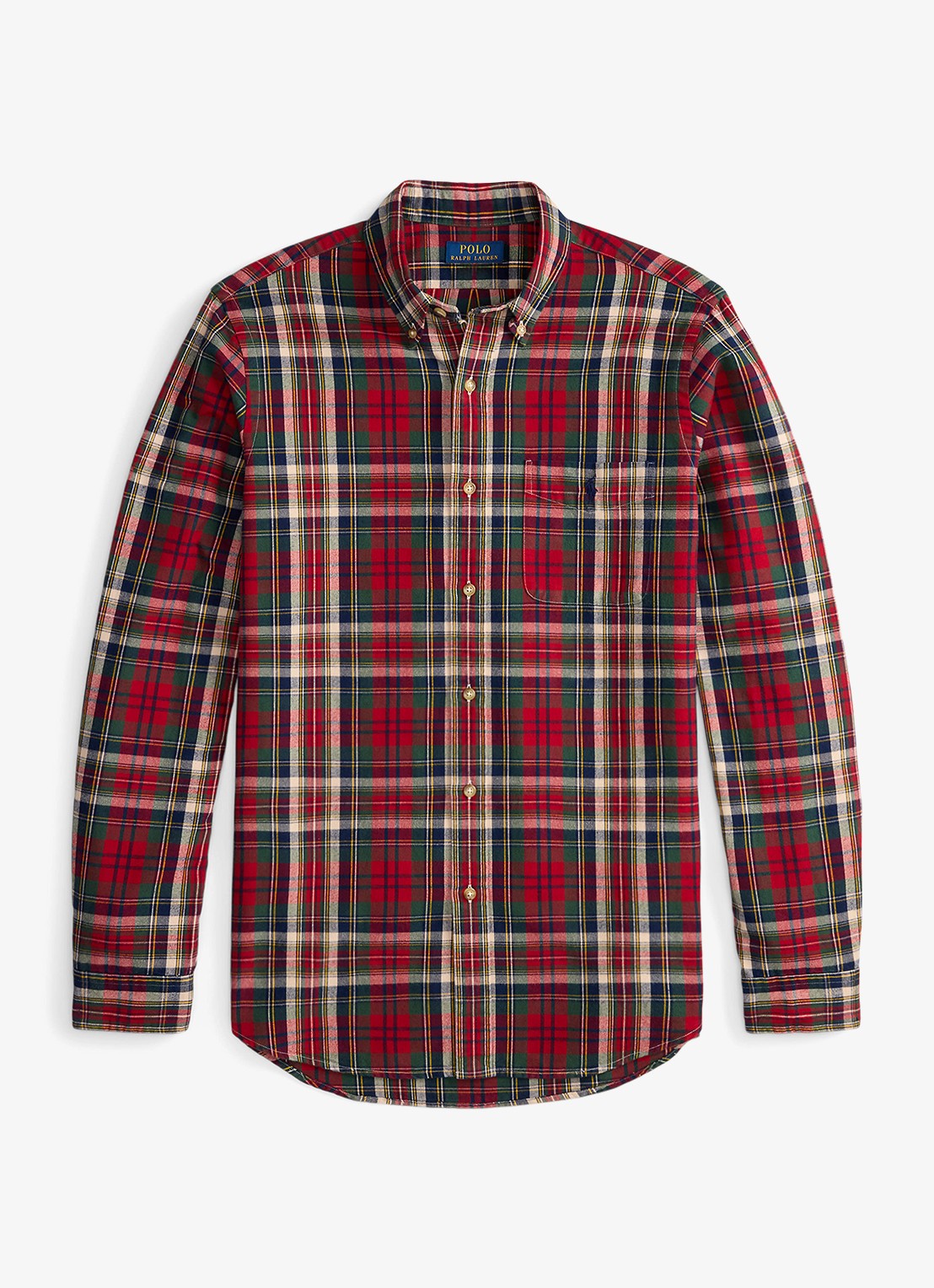 Ralph Lauren Oxford custom fit overhemd met ruitdessin - voorkant 2 red green multi / rood