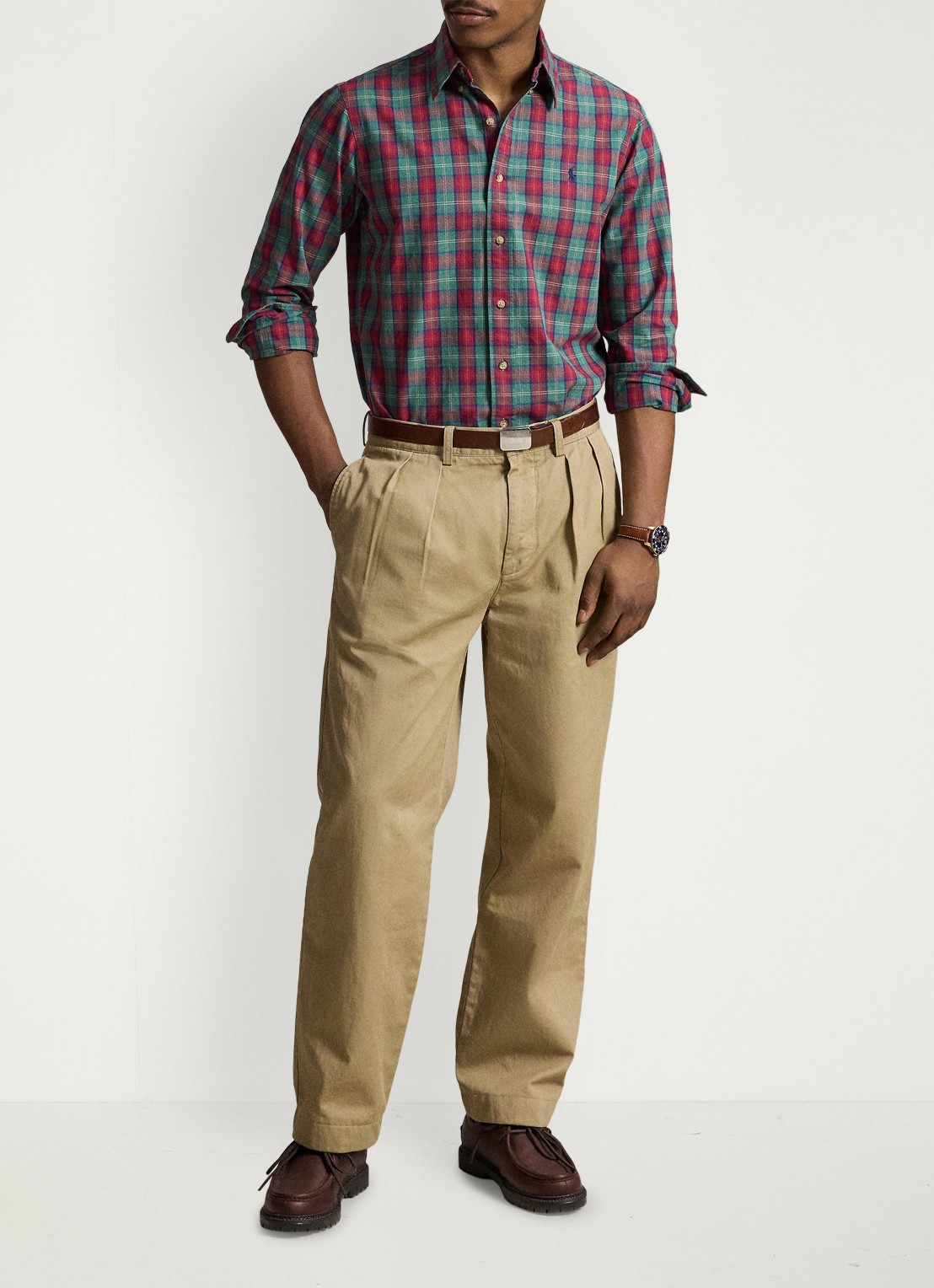 Ralph Lauren Oxford custom fit overhemd met ruitdessin - detail 3 green red multi / groen