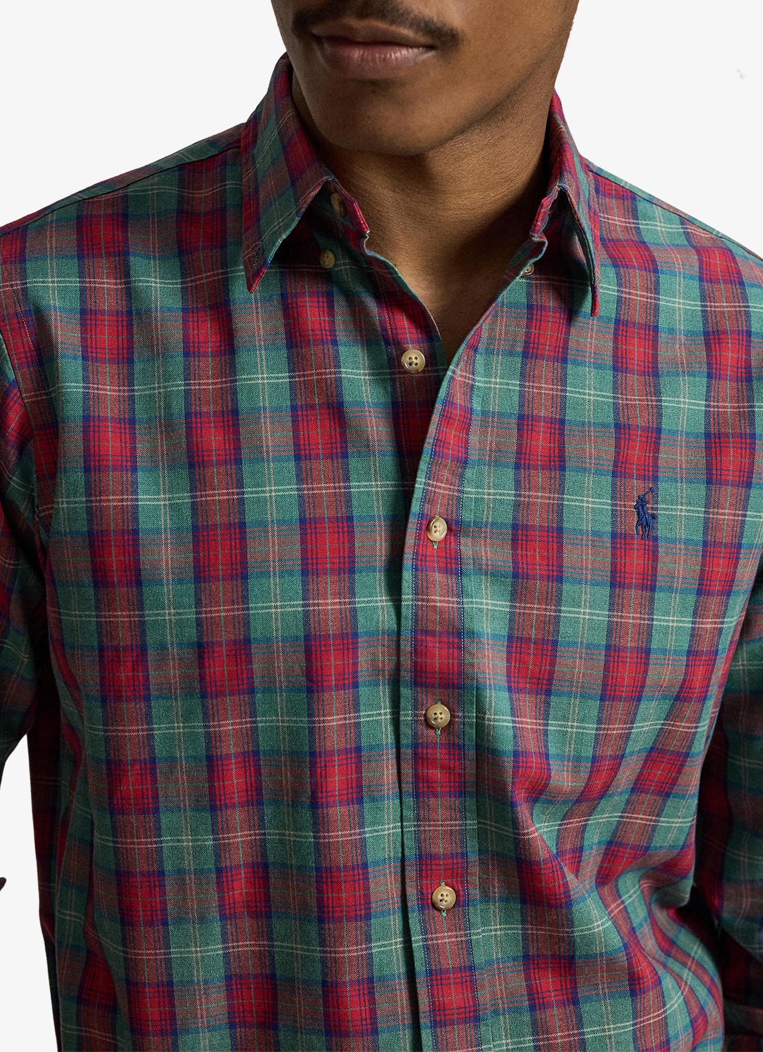 Ralph Lauren Oxford custom fit overhemd met ruitdessin - detail 4 green red multi / groen