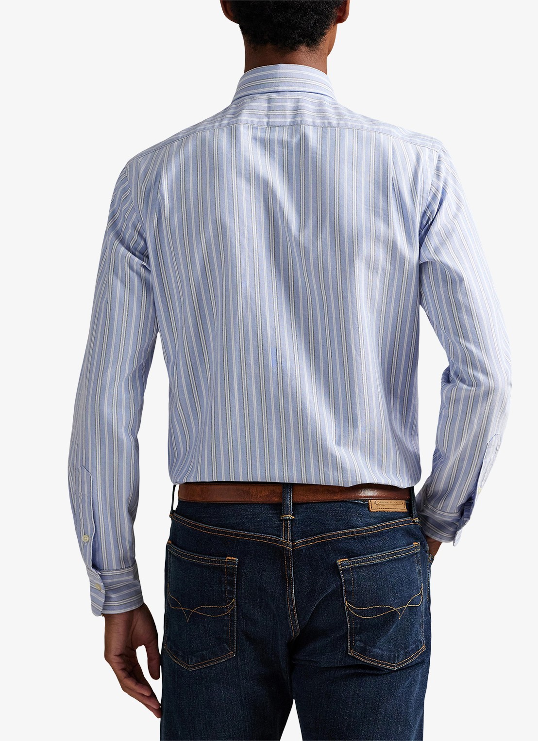 Ralph Lauren Oxford custom fit overhemd met streepprint - achterkant 3 blue / blauw