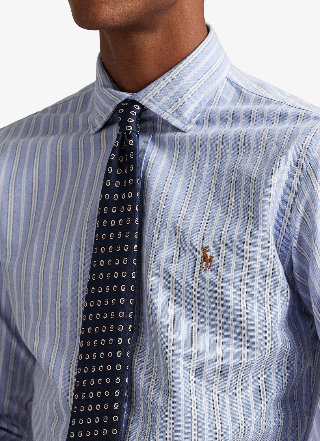 Ralph Lauren Oxford custom fit overhemd met streepprint - detail 5 blue / blauw