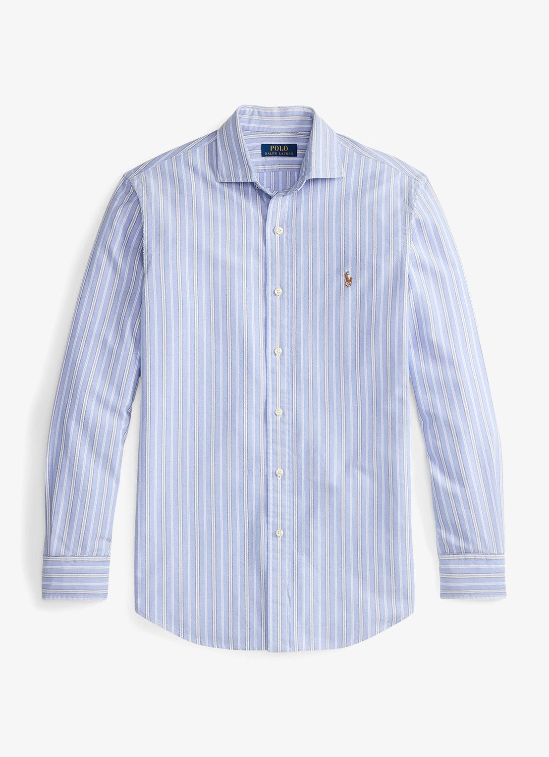 Ralph Lauren Oxford custom fit overhemd met streepprint - voorkant blue / blauw