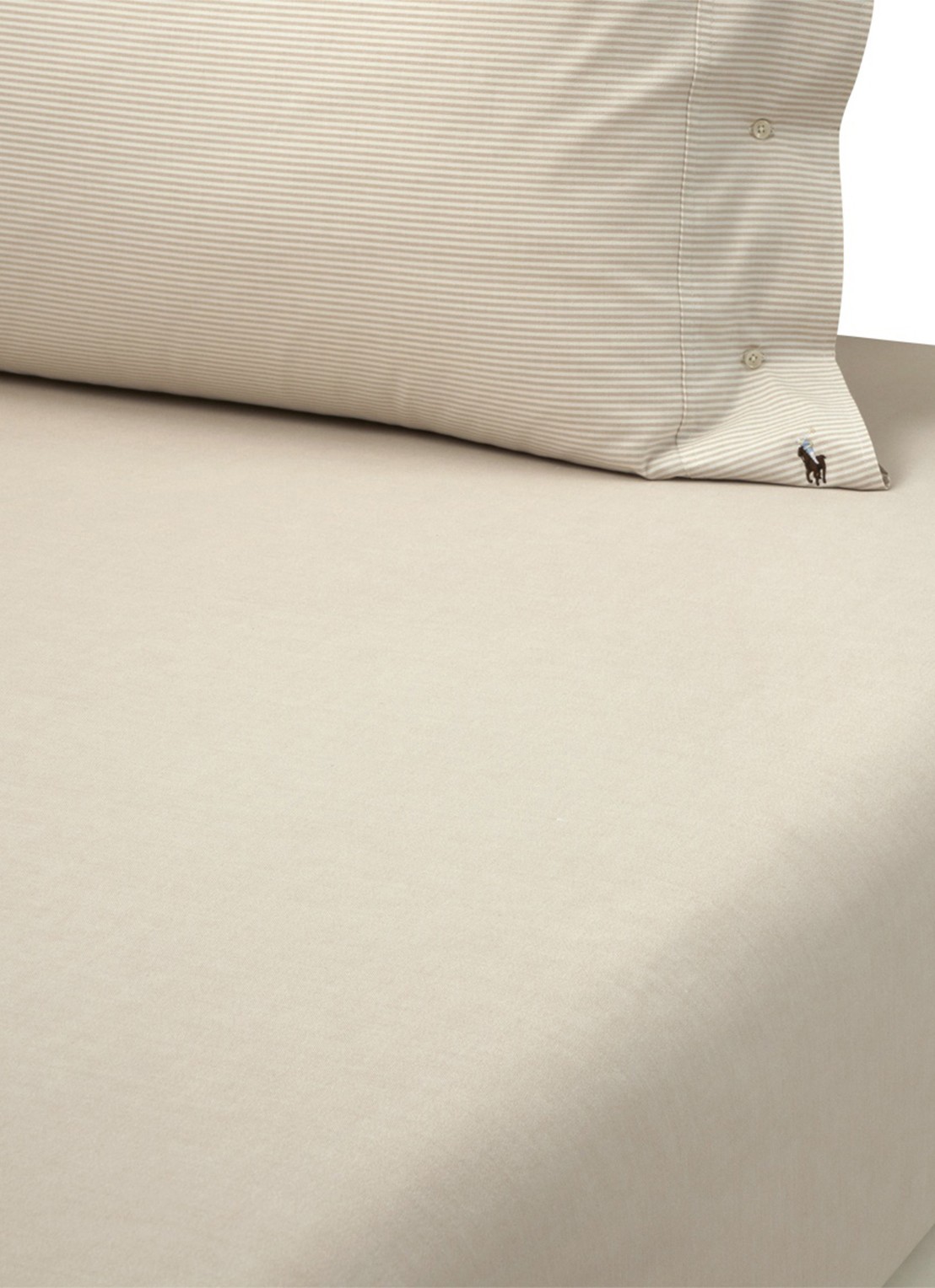 Ralph Lauren Oxford hoeslaken van katoen perkal 200TC, hoekhoogte 33,5 cm - voorkant creme