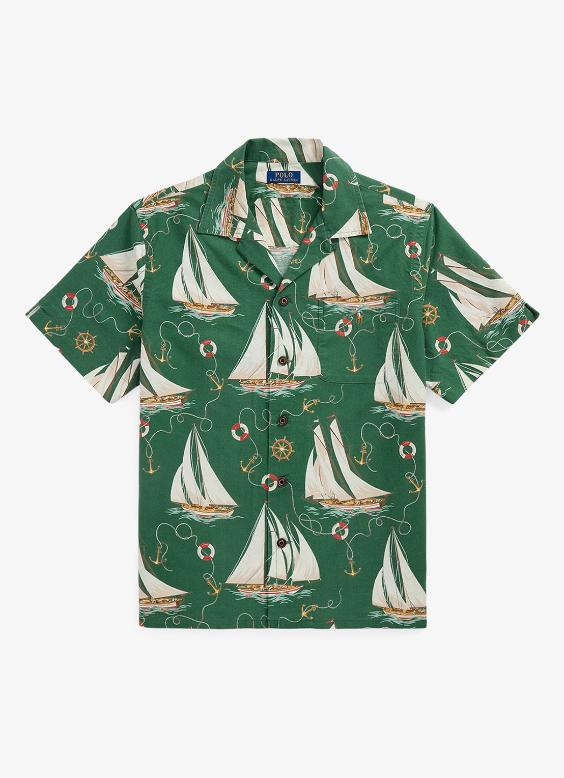 Ralph Lauren Oxford regular fit overhemd met print - voorkant 6 helms anchors / groen