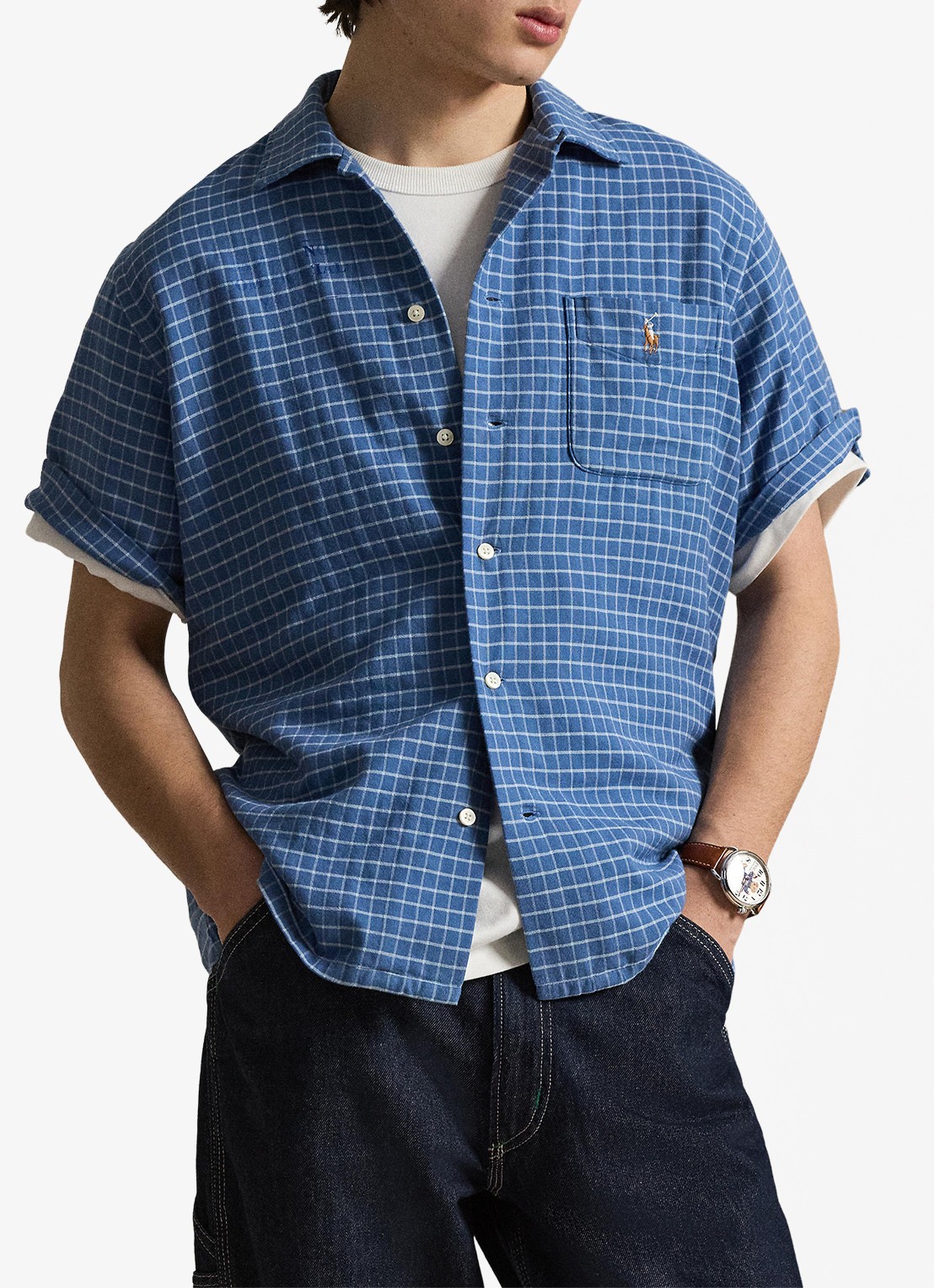 Ralph Lauren Oxford regular fit overhemd met print - detail 3 7203 med blue cream / blauw