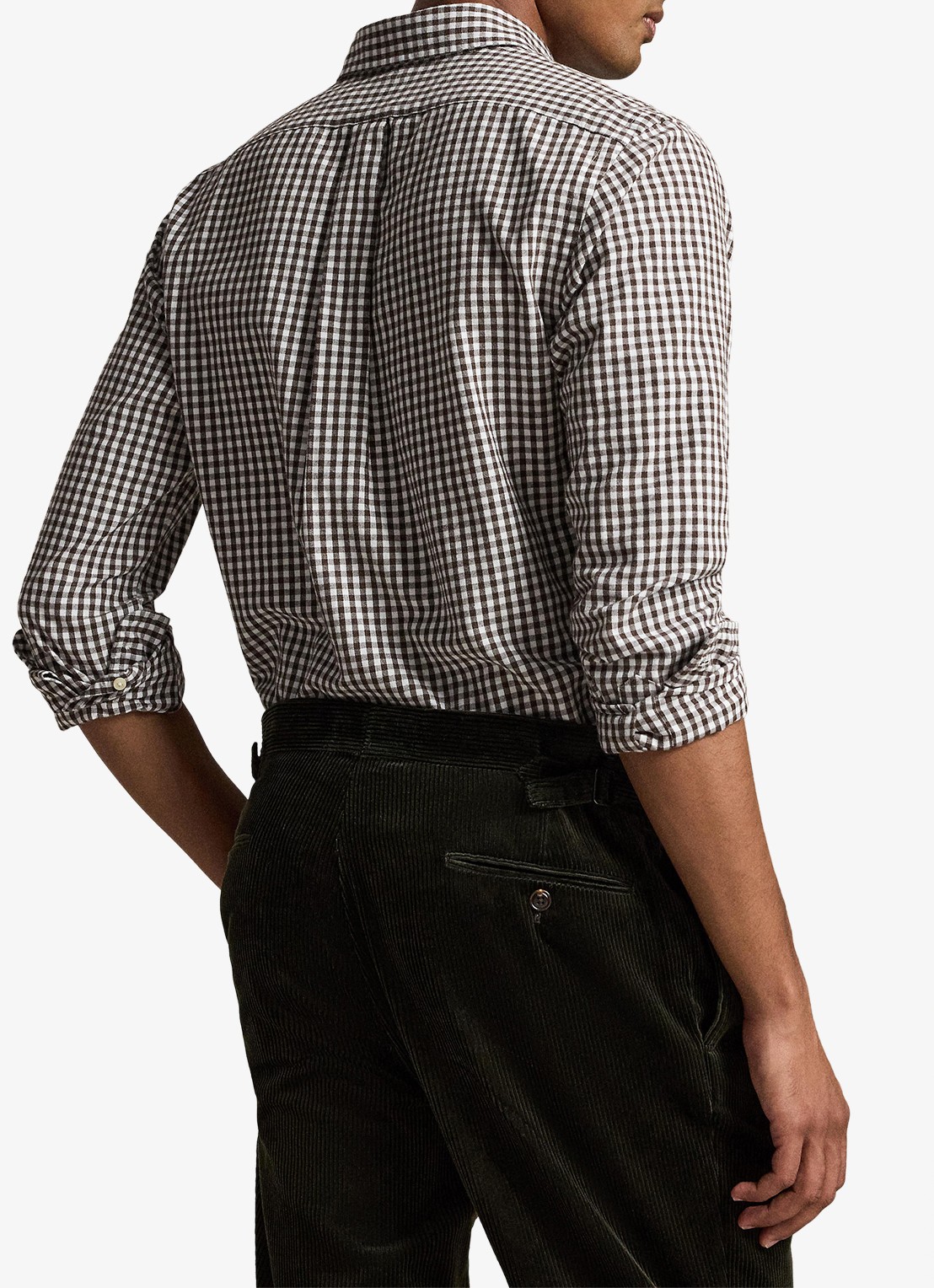 Ralph Lauren Oxford regular fit overhemd met ruitdessin - achterkant 4338ab white alpine brown hthr