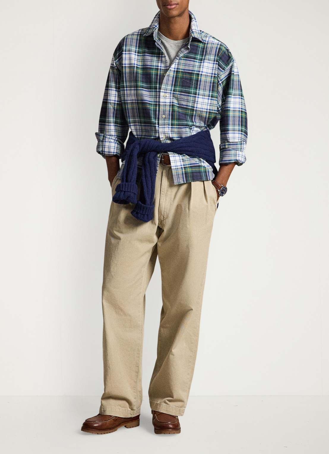 Ralph Lauren Oxford relaxed fit overhemd met ruitdessin - detail white/green multi / wit/groen