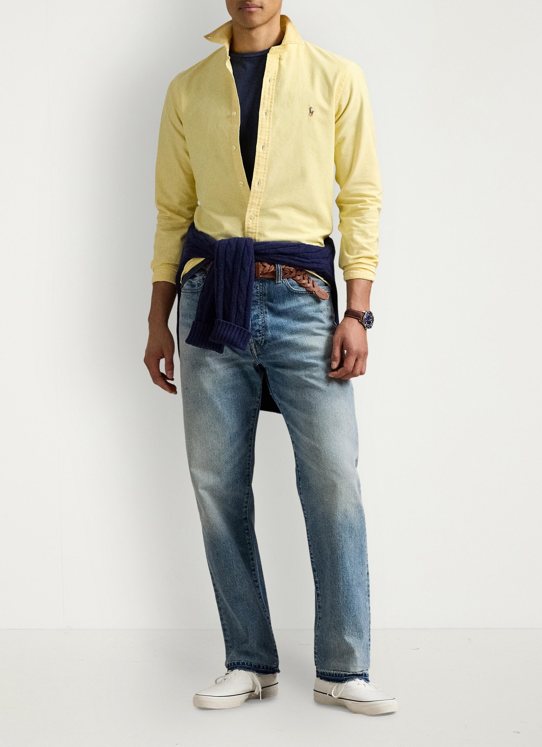 Ralph Lauren Oxford slim fit overhemd met button down kraag - detail 2 yellow oxford