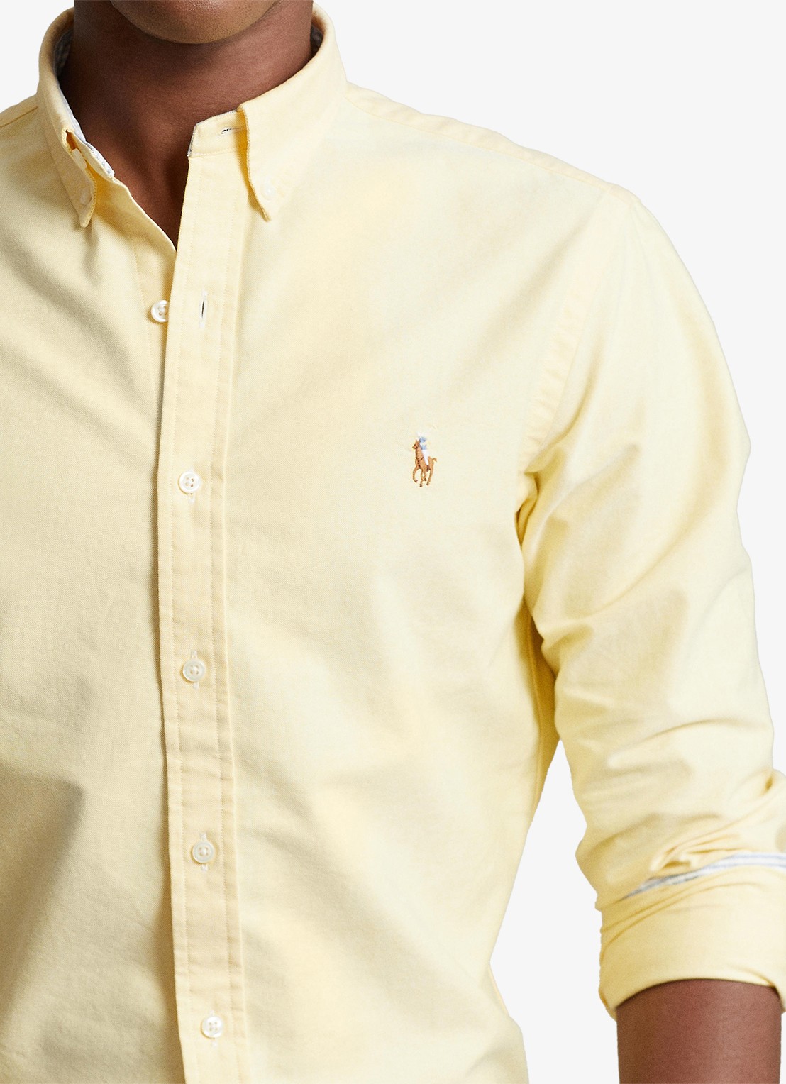 Ralph Lauren Oxford slim fit overhemd met button down kraag - detail 3 yellow oxford