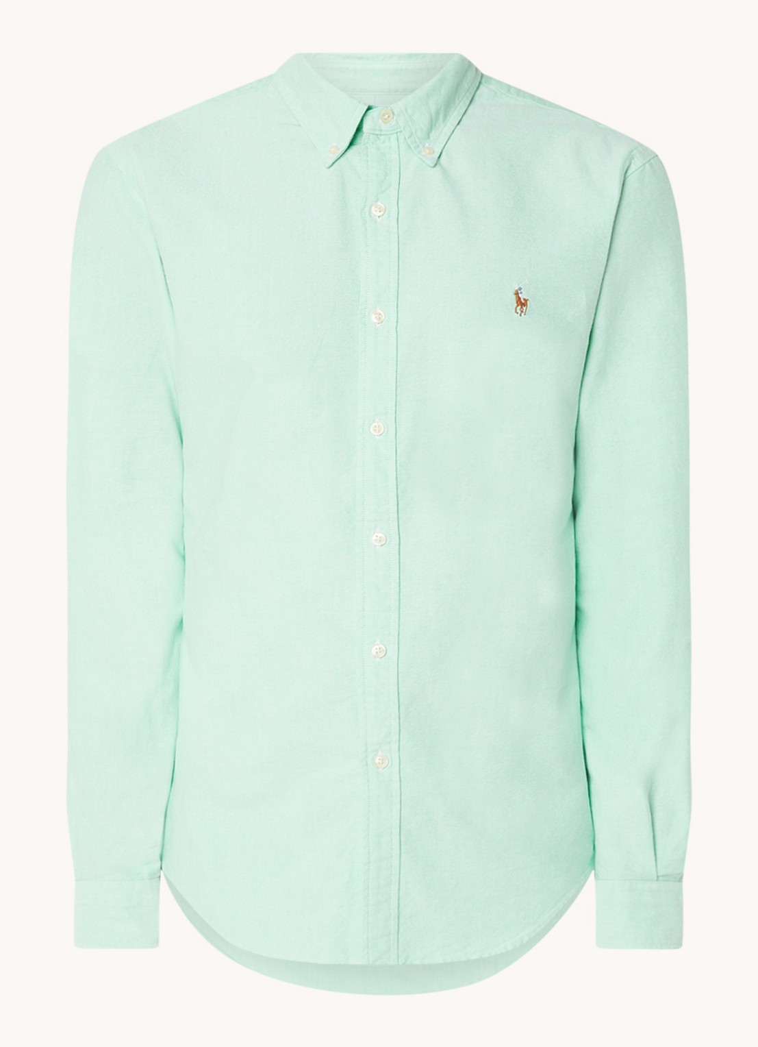 Ralph Lauren Oxford slim fit overhemd met button down kraag - voorkant 3 mint