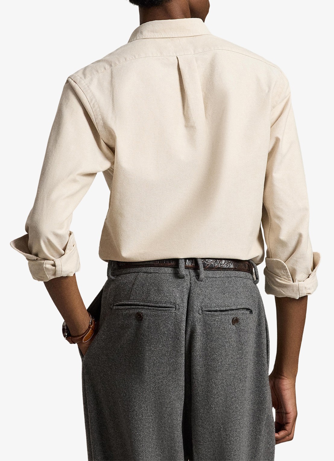 Ralph Lauren Oxford slim fit overhemd met button down kraag - achterkant 3 camel/white / camel
