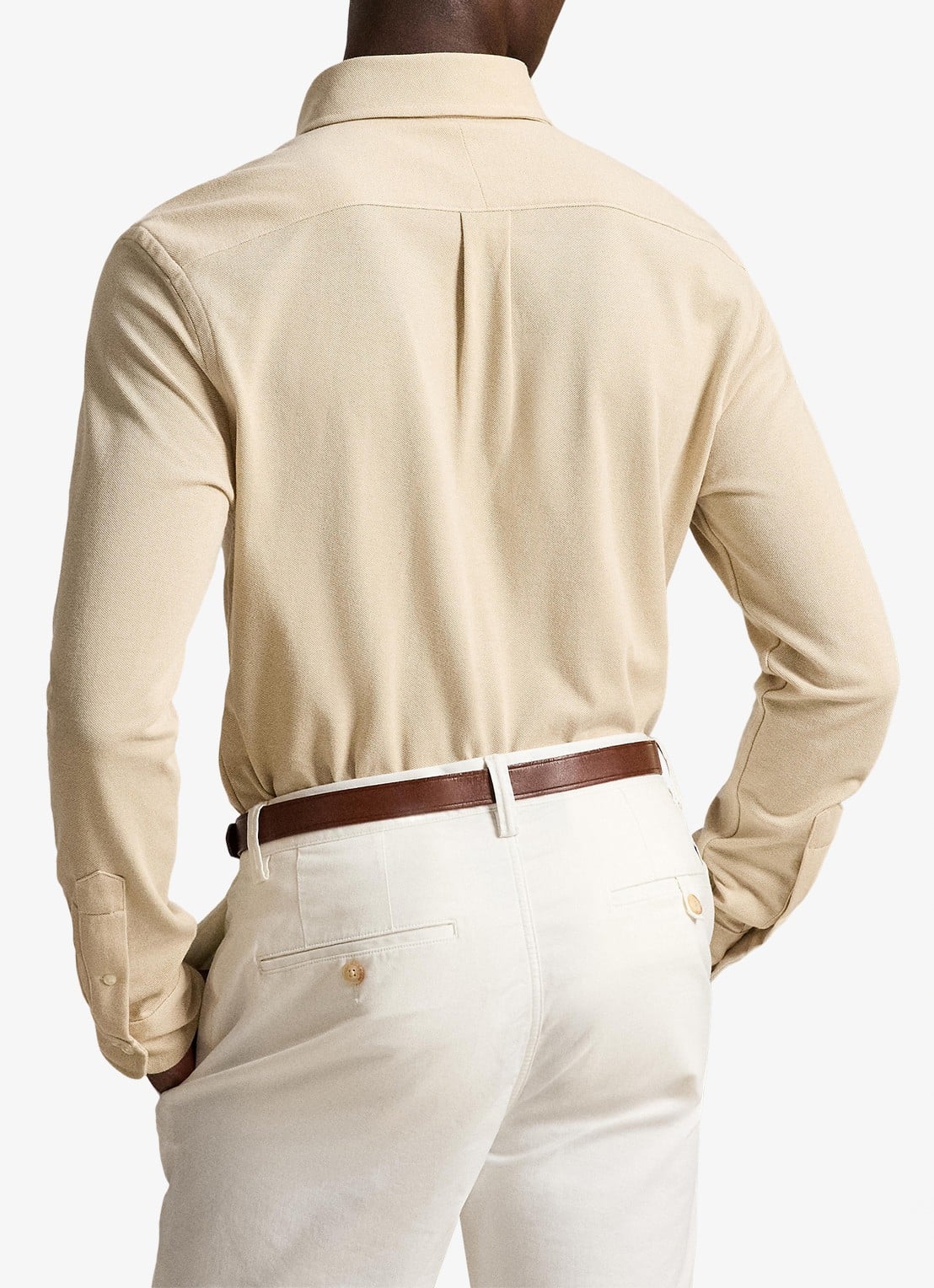 Ralph Lauren Oxford slim fit overhemd met logo - achterkant 5 coastal beige / beige