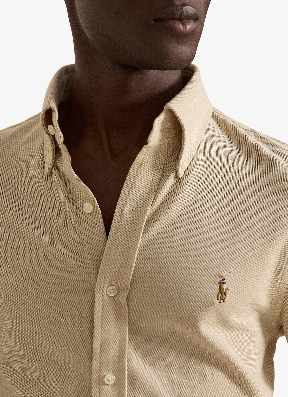 Ralph Lauren Oxford slim fit overhemd met logo - detail 2 coastal beige / beige